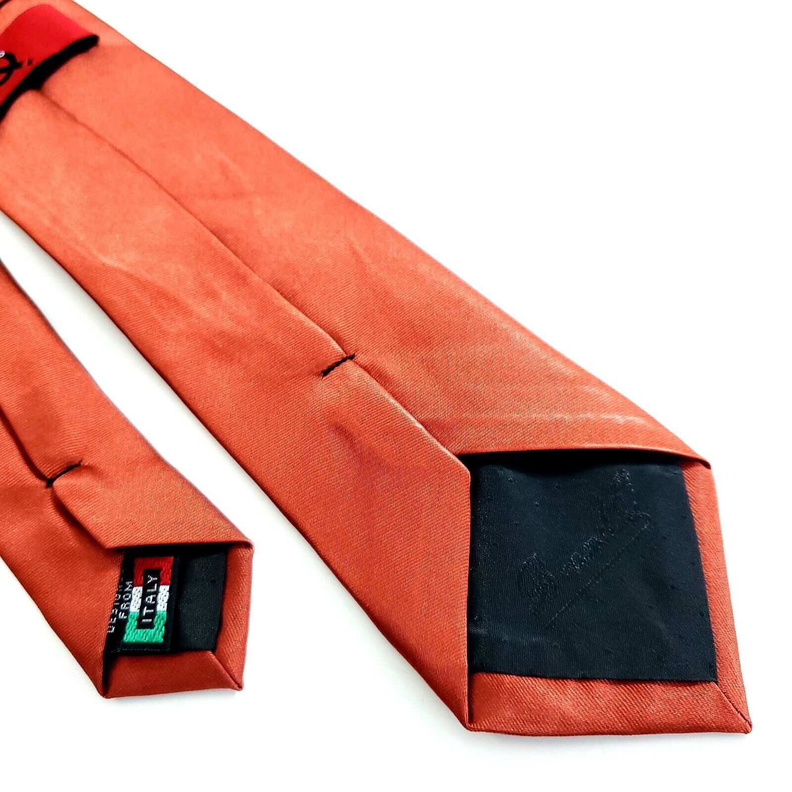 Designer Brand Q Microfiber Orange Solid Skinny Long Silk Tie Size ONE SIZE - 6 Thumbnail