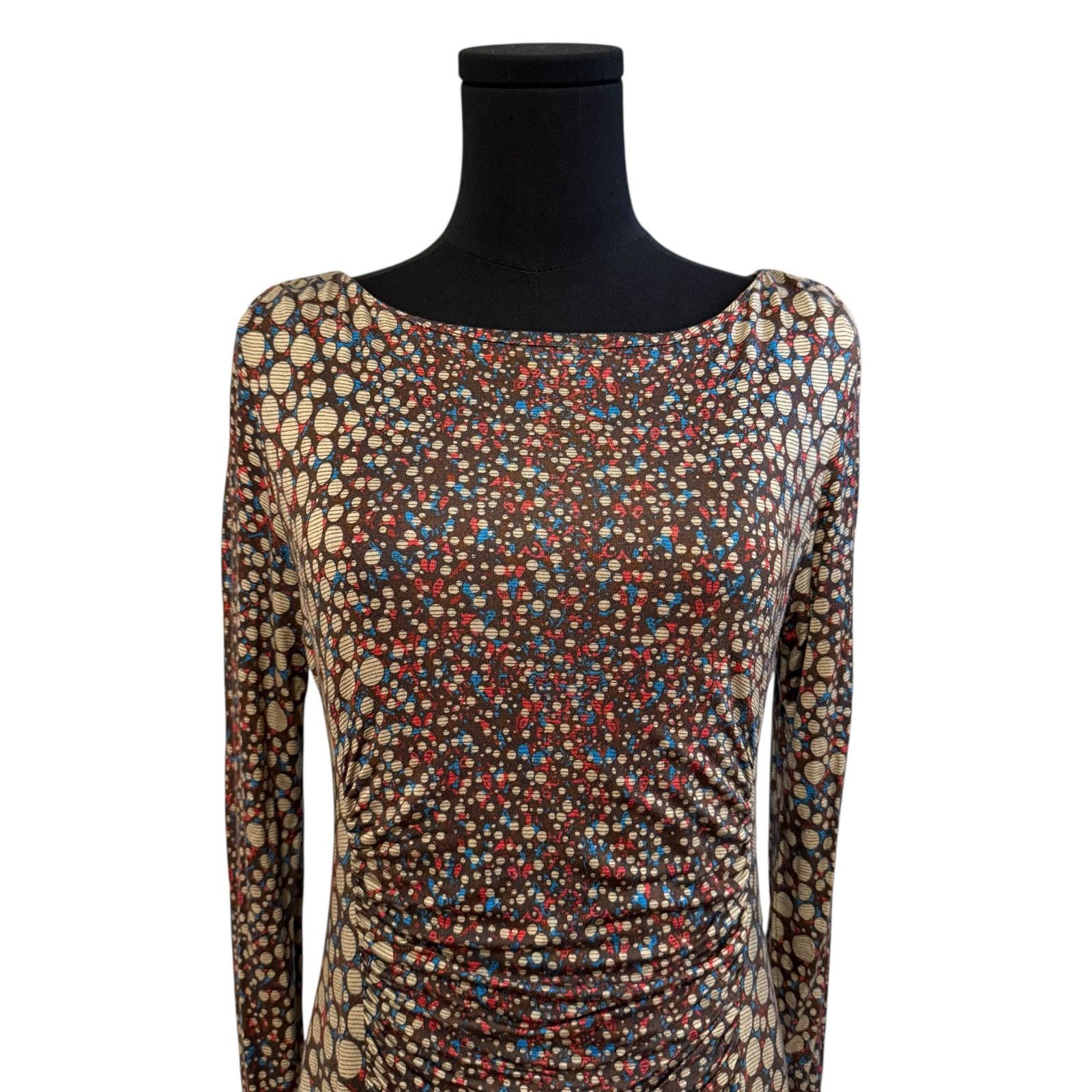 Other Worth New York Dress Bodycon Ruched Brown Multicolor Spots Size M / US 6-8 / IT 42-44 - 4 Thumbnail