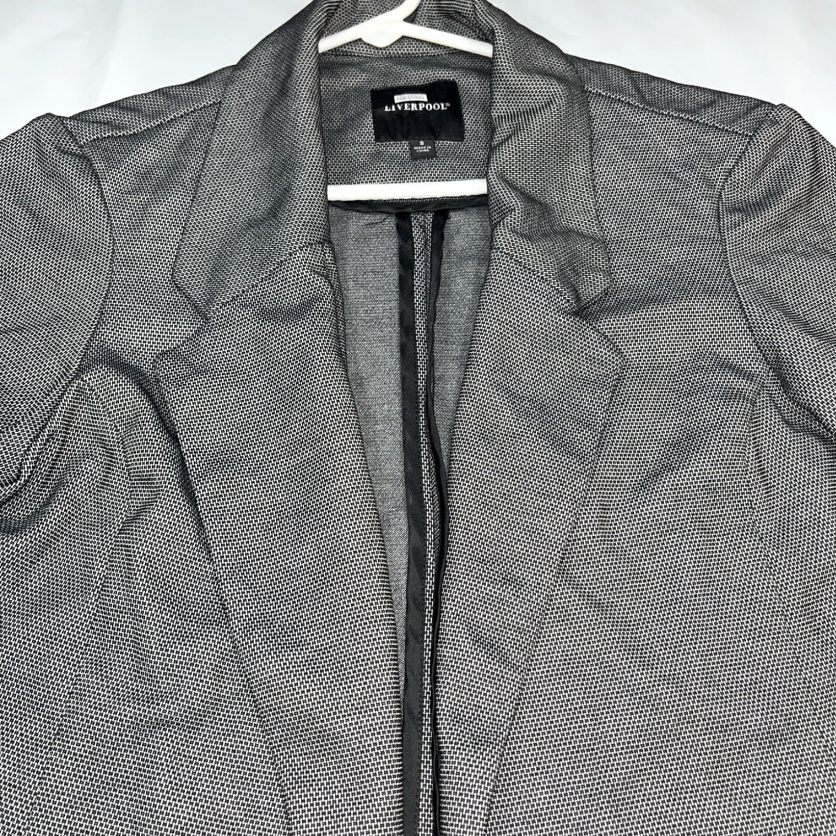 Vintage Liverpool Blazer Women Open Front Knit Jacket S Black Geometric Geometric Pattern Vintage? No Size S / US 4 / IT 40 - 4 Thumbnail