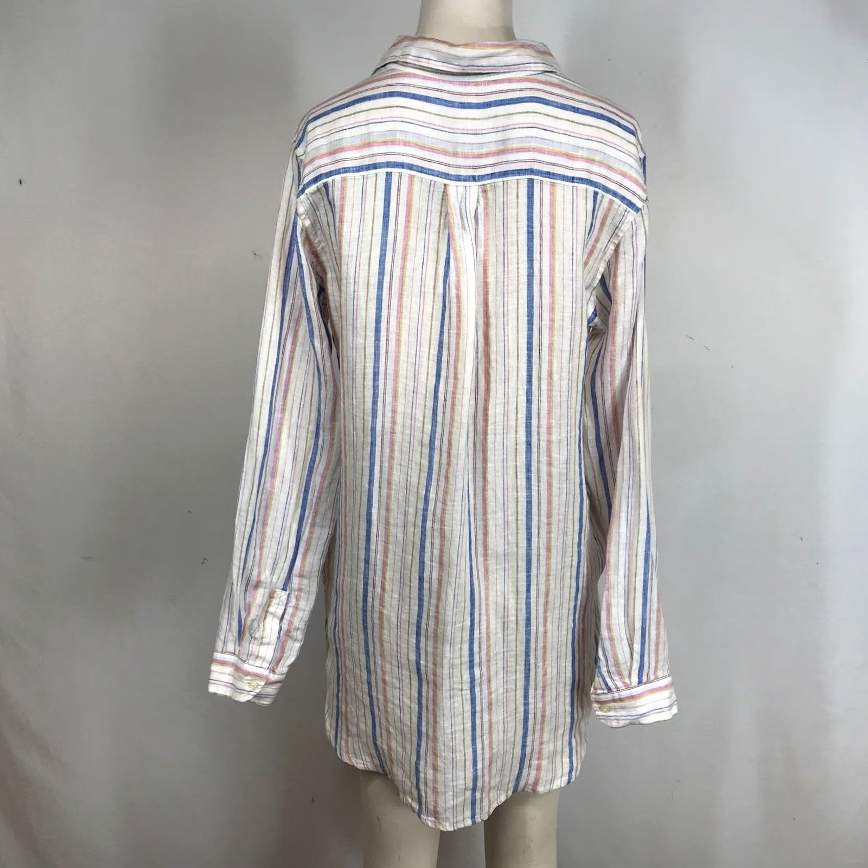 Gap GAP Womens Striped Linen Blend Tunic Shirt - Blue Pink Yellow Size S / US 4 / IT 40 - 5 Thumbnail