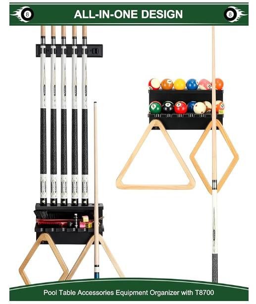 NBDN Nobrandedon Hardwood Billiard Ball Holder & 6 Pool Stick Holder - Racks Size ONE SIZE - 5 Thumbnail