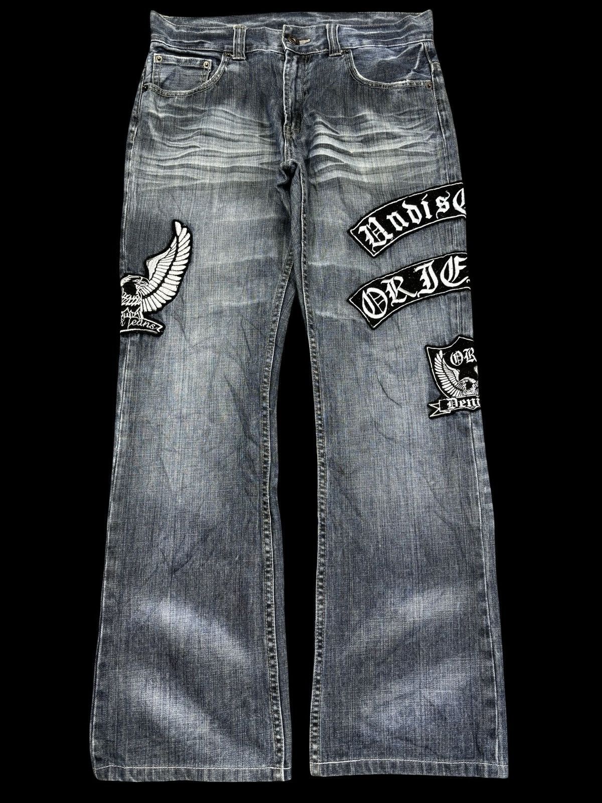 Japanese Brand 💥Flare💥Insane Oririn Crazy Fades Denim F858 Size US 33 - 3 Thumbnail