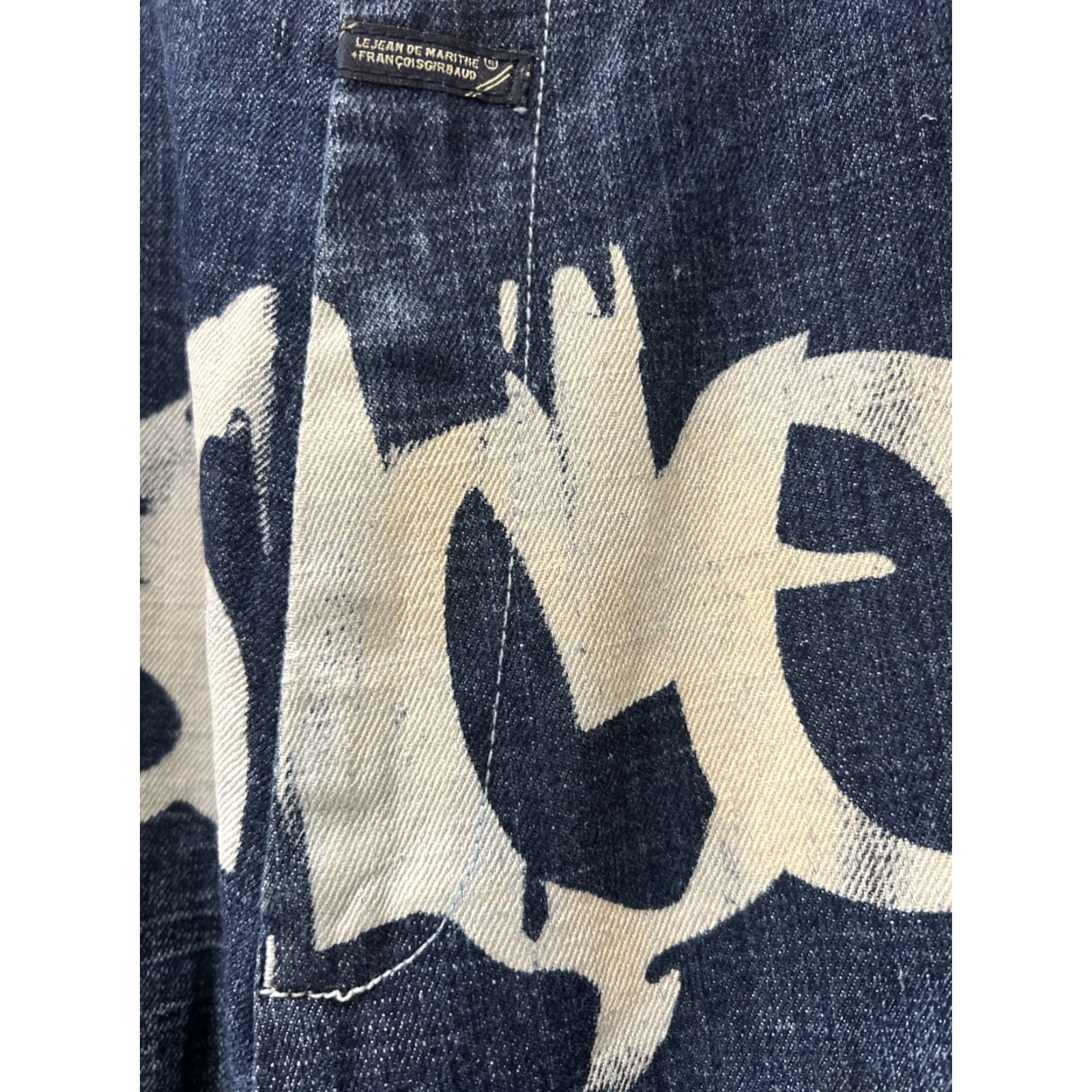 Denime VINTAGE Girbaud Jeans Denim Spellout Graffiti 90s Wide-Leg Size 38 Blue Men's Regular 38in Inseam Distressed Rare Size US 38 / EU 54 - 6 Thumbnail