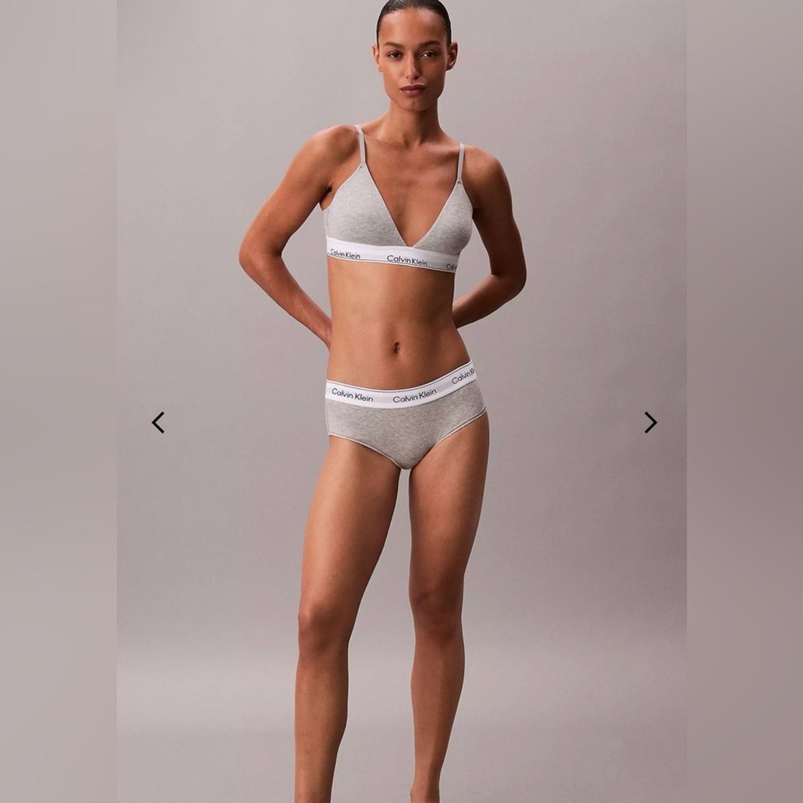 Calvin Klein Calvin Klein Light Gray Logo Triangle Bralette & Brief Set S Size ONE SIZE - 1 Thumbnail