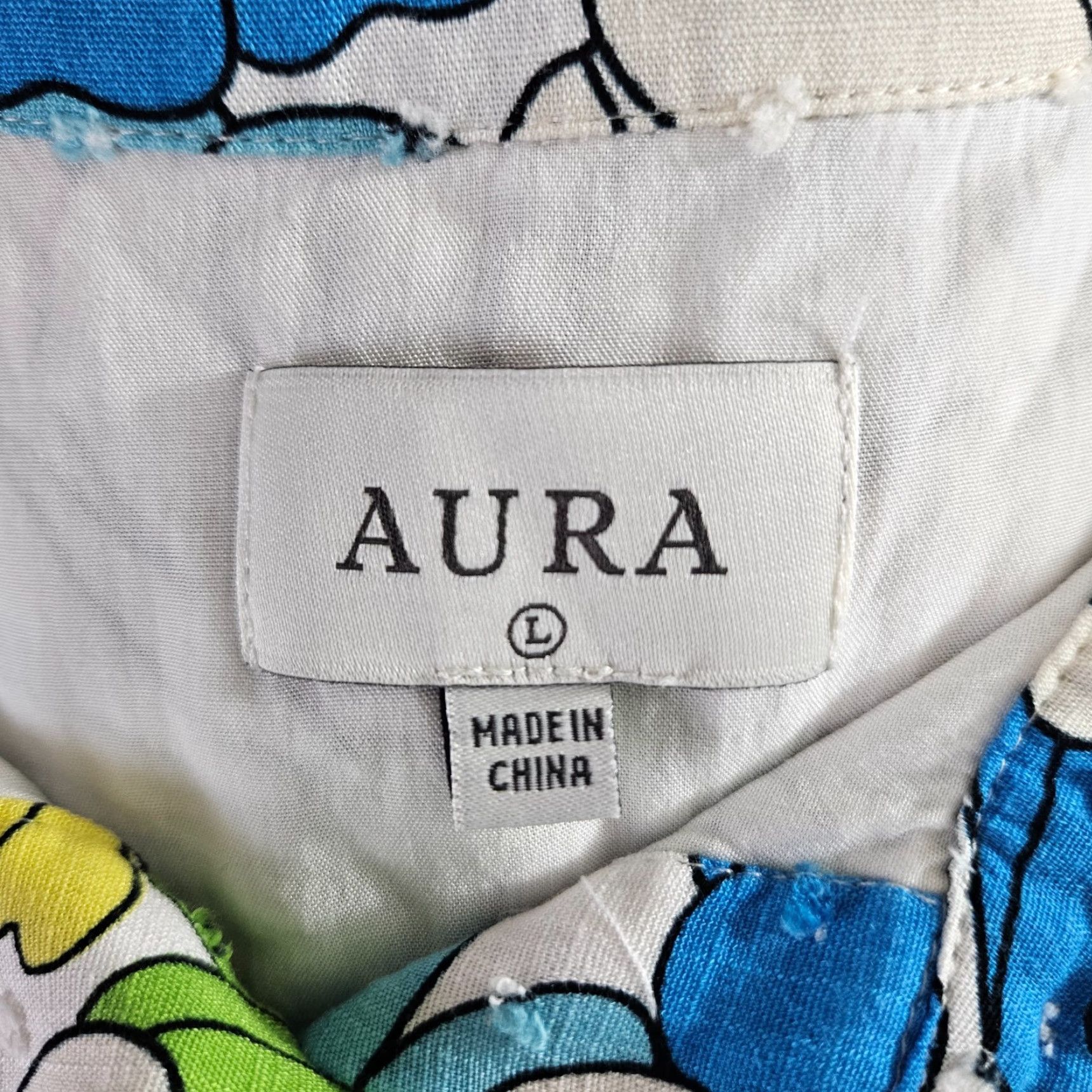 Vintage Aura Womens Shirt Dress Sz Large Blue Floral Belted Button Up Rayon Midi Dress - Belted, Blue, Floral, Midi, Shirt Dress, Regular, Aura, Large, Womens Size L / US 10 / IT 46 - 5 Thumbnail