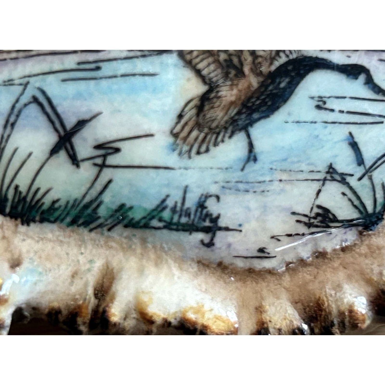 Vintage Elk Burr Rosette Flying Geese Belt Buckle Artist Signed Halfry Hand Made Glossy Belt Buckle Mens Size ONE SIZE - 5 Thumbnail
