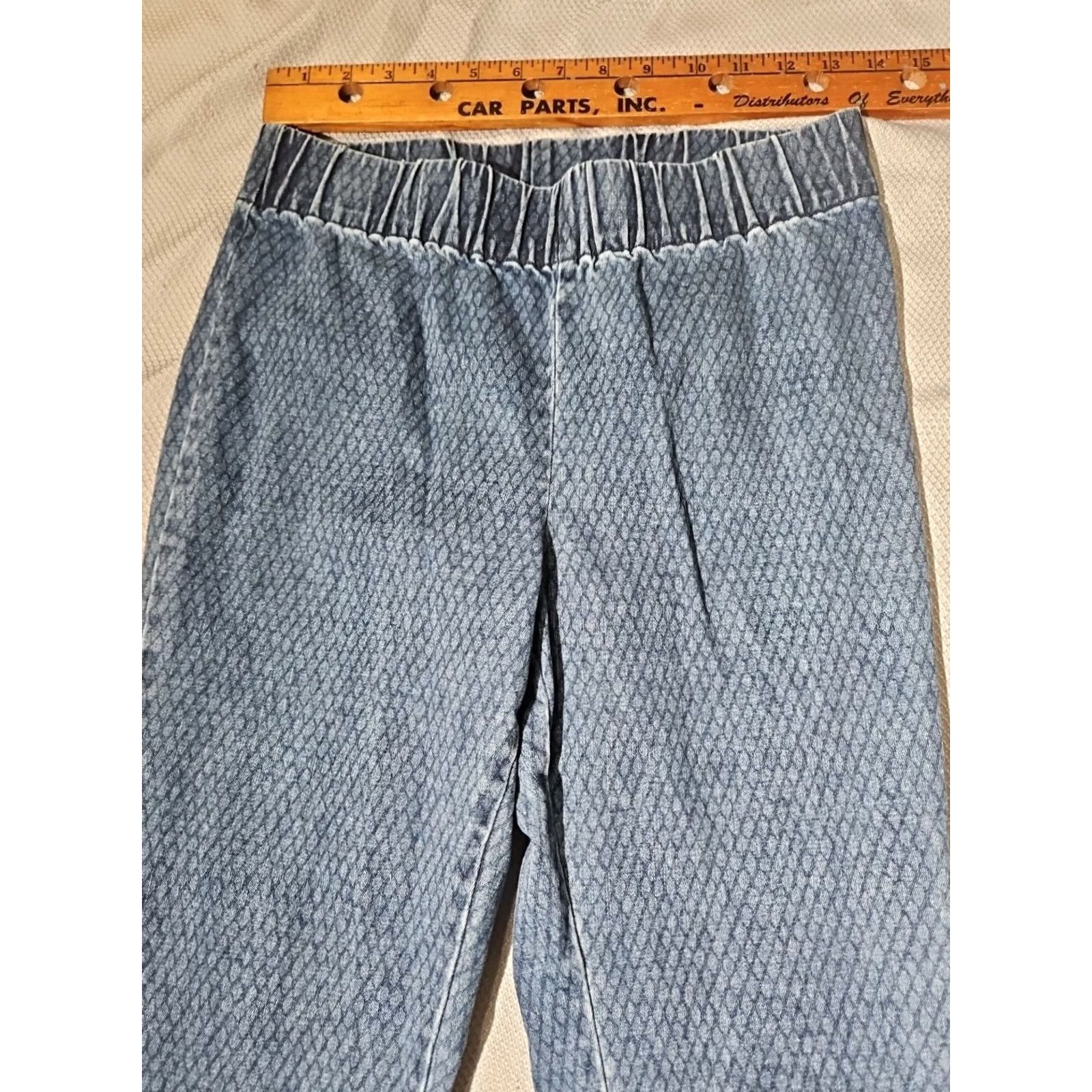 Soft Surroundings Soft Surroundings Pants Womens Small Blue Diamond Textured Snake Print Pull On Jegging Capris Size 28" / US 6 / IT 42 - 2 Thumbnail