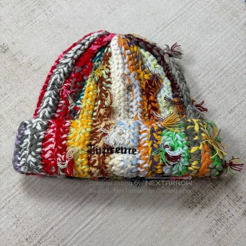 Palm Angels Supreme FW23 Hand Tied Beanie-yf. Size ONE SIZE - 1 Thumbnail