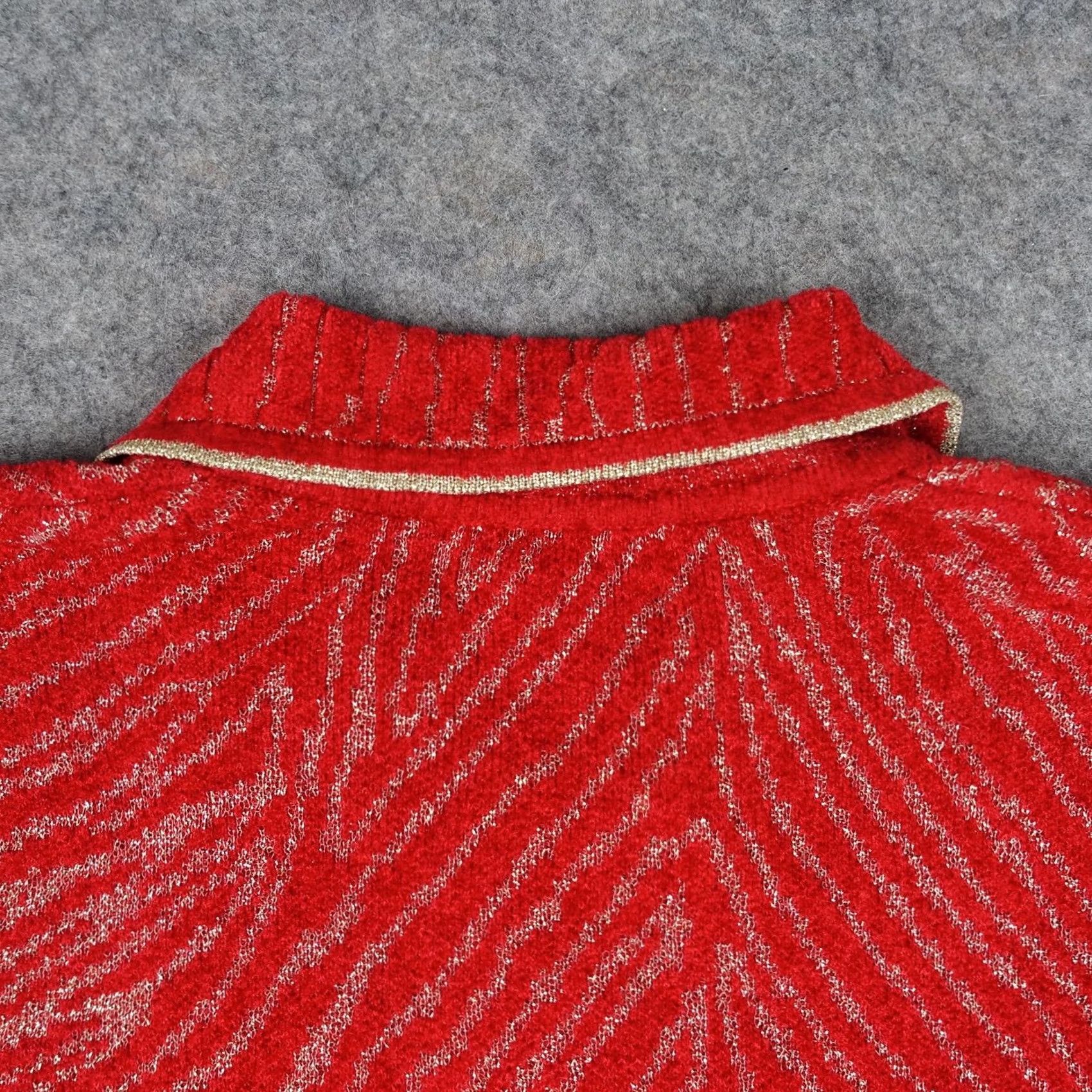 Vintage VINTAGE Drapers & Damons Sweater Womens Petites Small Red Full Zip Knit Spike Zipper Pattern Striped Knitwear Modern? Size S / US 4 / IT 40 - 7 Thumbnail
