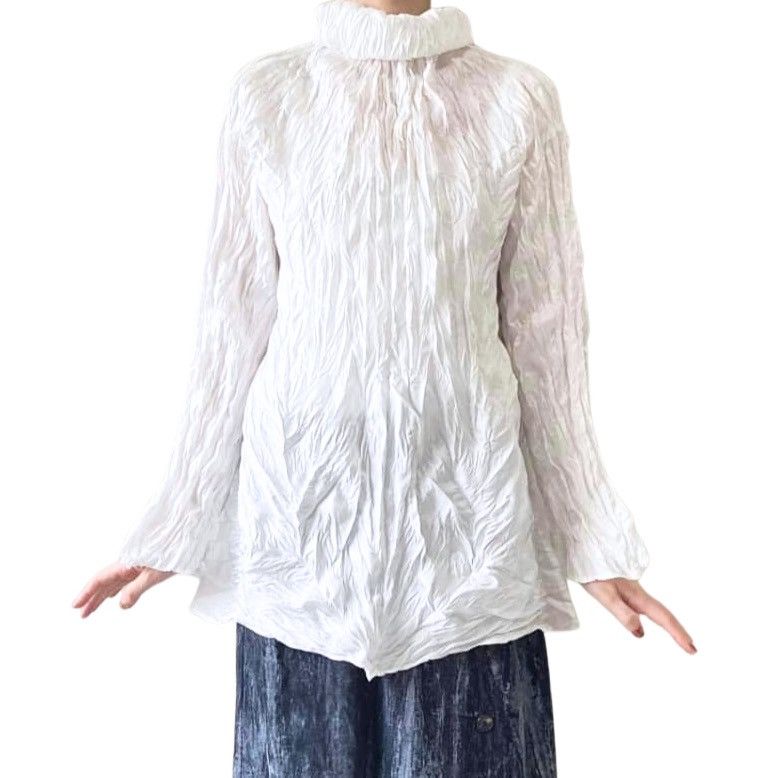 Issey Miyake Issey Miyake 90s White Whipped Pleat Top Size ONE SIZE - 1 Thumbnail
