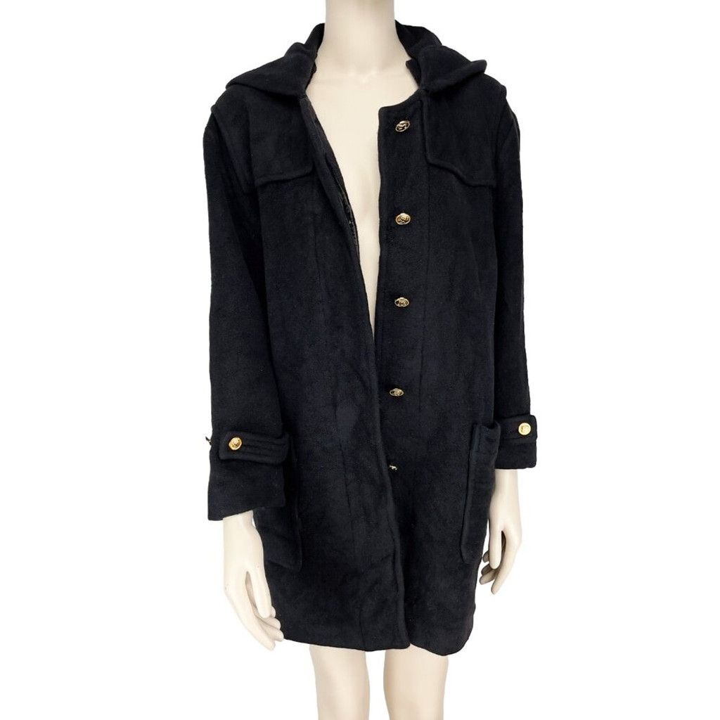Sonia Rykiel SONIA RYKIEL Fleece Hooded Black Straight fit Coat Size M / US 6-8 / IT 42-44 - 4 Thumbnail