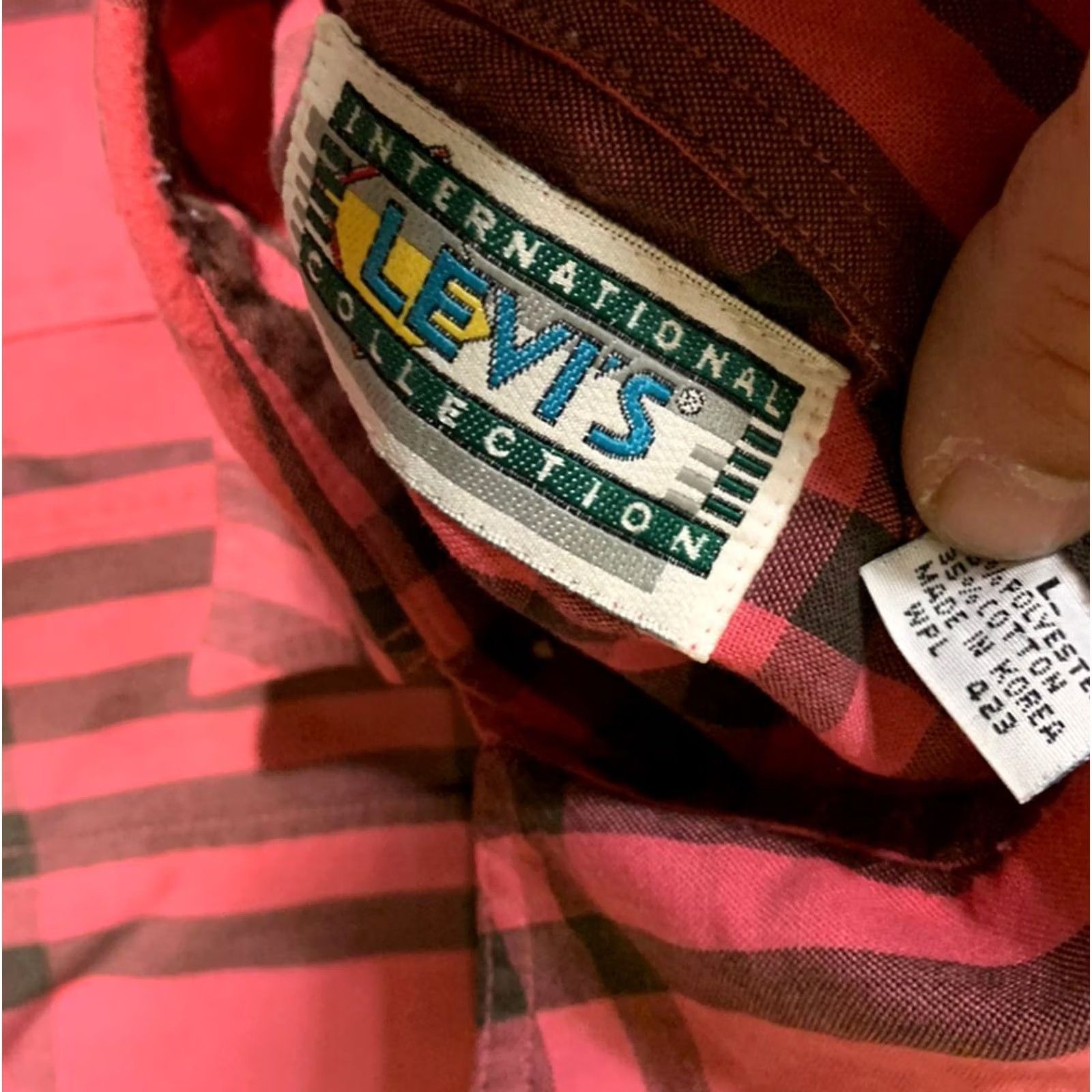 Levi's VINTAGE Levi's Plaid Button Up Men's Large Long Sleeve Salmon Shirt Size US L / EU 52-54 / 3 - 4 Thumbnail