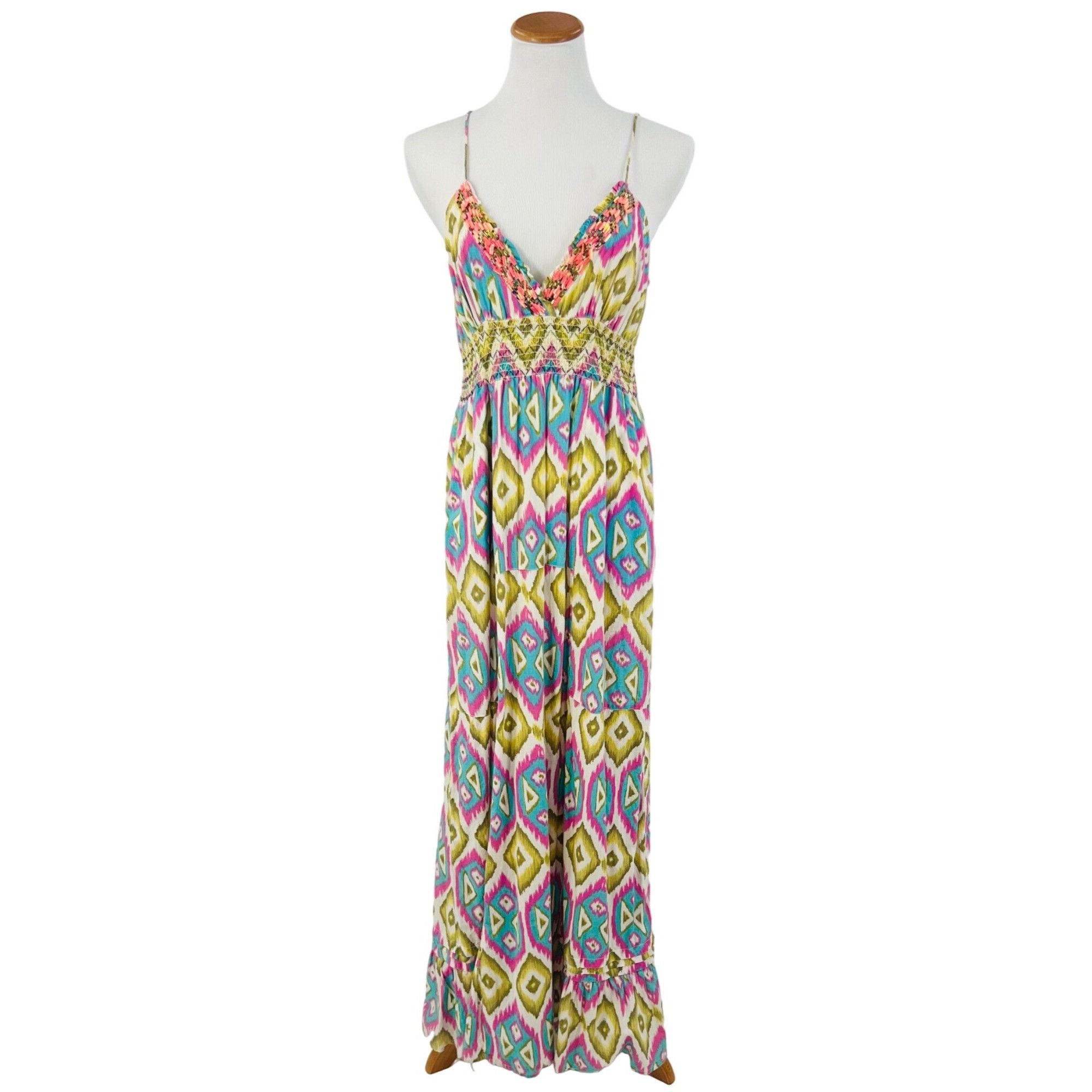 Other VTG Beaded Multicolored Maxi Dress | Boho Coastal Cowgirl Wh Size M / US 6-8 / IT 42-44 - 2 Thumbnail