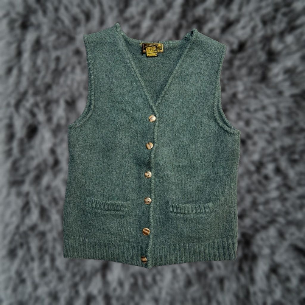 Eddie Bauer VINTAGE Eddie Bauer Vest Wool Button Up Green Olive L Womens Sleeveless Mid-Length Button-down 90s Outdoor Solid Lightweight Casual Travel Workwear Size L / US 10 / IT 46 - 1 Thumbnail