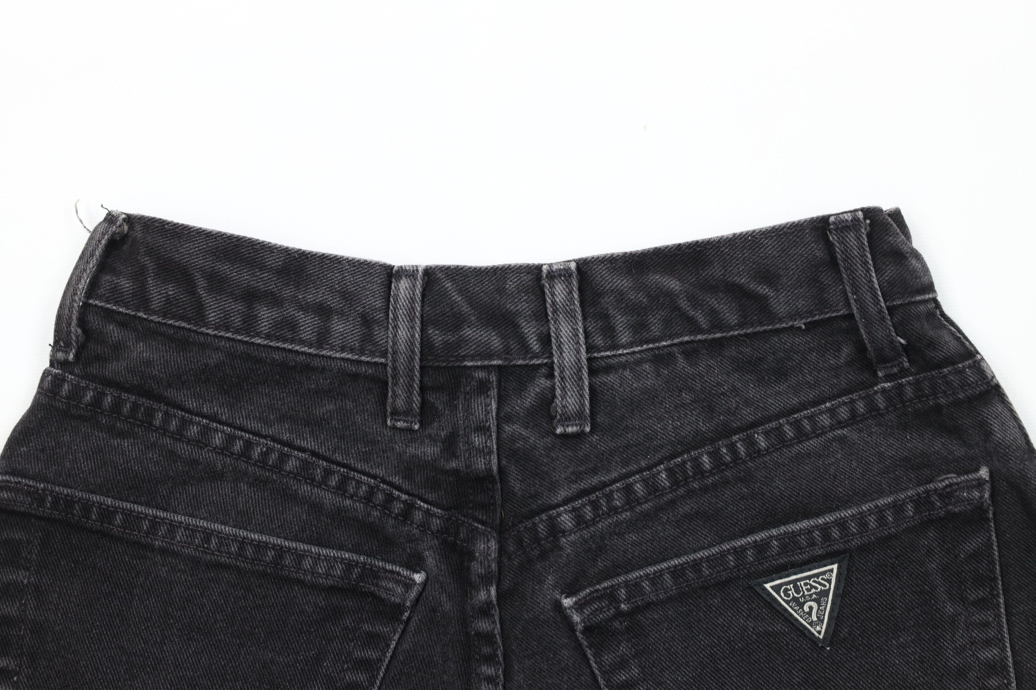 Guess Vintage 90s Guess Spell Cut Off Denim Jean Shorts Black USA Size 27" / US 4 / IT 40 - 9 Thumbnail