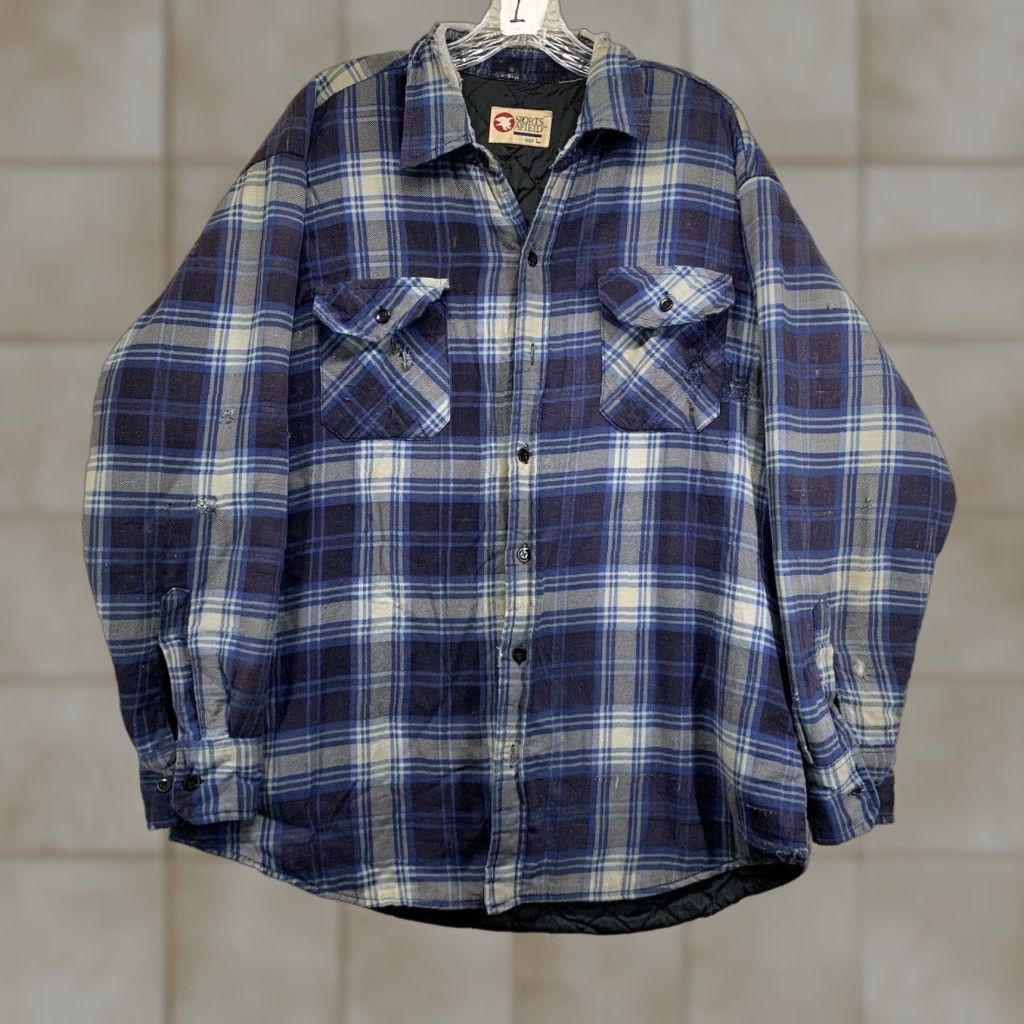 Vintage VINTAGE Sports Afield Quilted Plaid Jacket Large Blue Flannel Grunge Mens Size US L / EU 52-54 / 3 - 1 Thumbnail