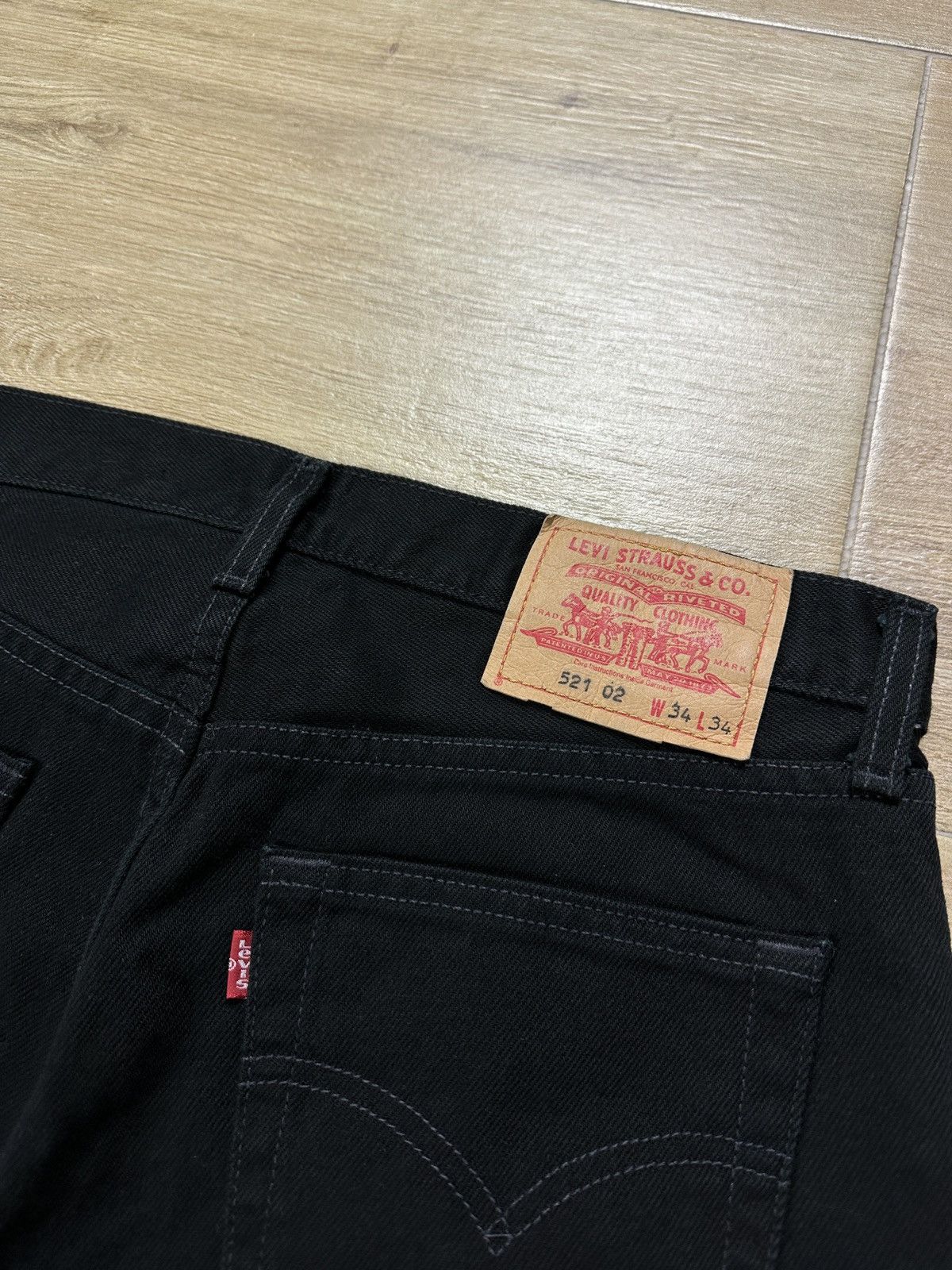 Levi's × Vintage Vintage 90’s Levi's 521 Black Denim Jeans Size US 34 / EU 50 - 4 Thumbnail