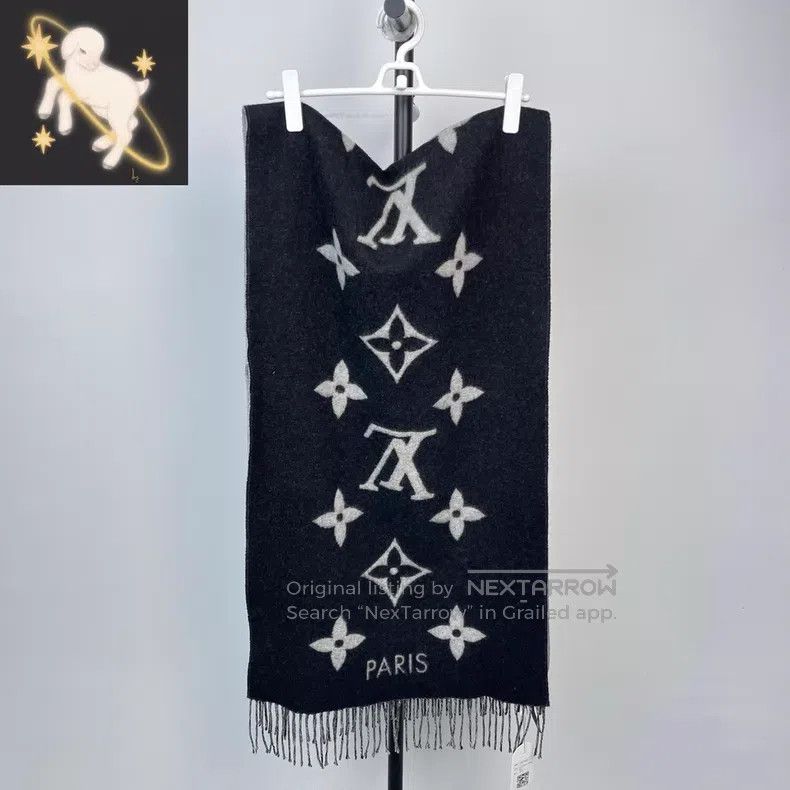 Louis Vuitton Louis Vuitton Black and grey full-print cashmere double-si Size ONE SIZE - 1 Thumbnail