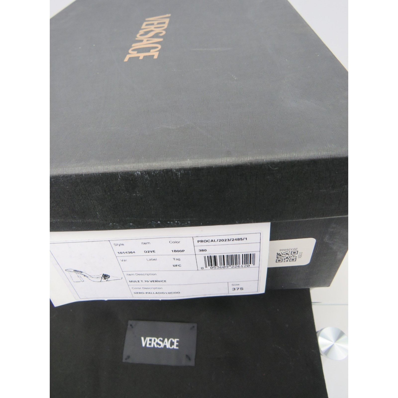 Versace VERSACE BLACK PATENT LEATHER COIN MEDUSA SANDALS PUMPS 37.5 Size US 7.5 / IT 37.5 - 12 Thumbnail