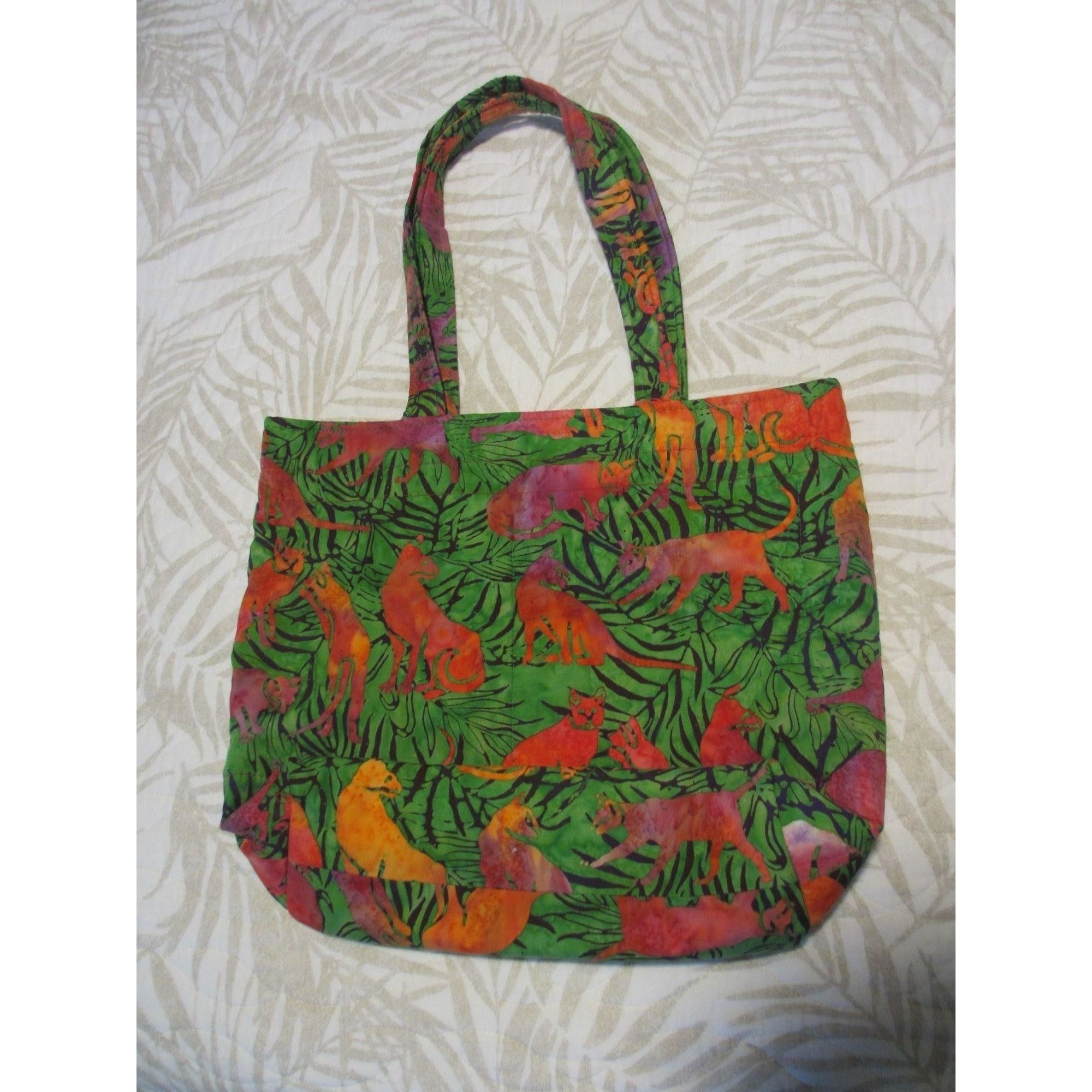 Other ORANGE AND GREEN FABRIC TOTE BAG WITH TIGERS Size ONE SIZE - 1 Thumbnail