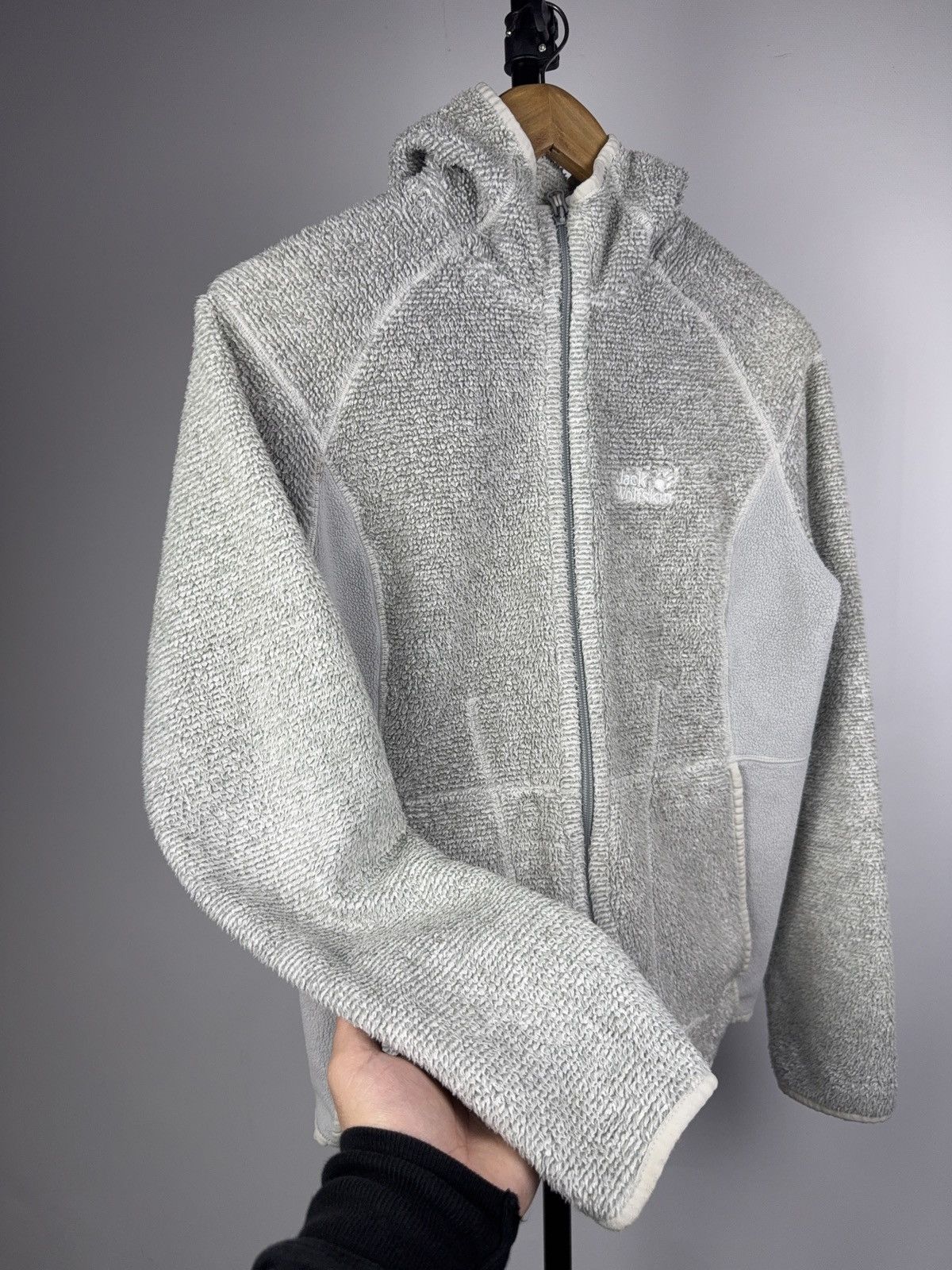 Jack Wolfskin Gorpcore 00s Jack Wolfskin Grey Sherpa Fleece Zip Hoodie Size M / US 6-8 / IT 42-44 - 4 Thumbnail