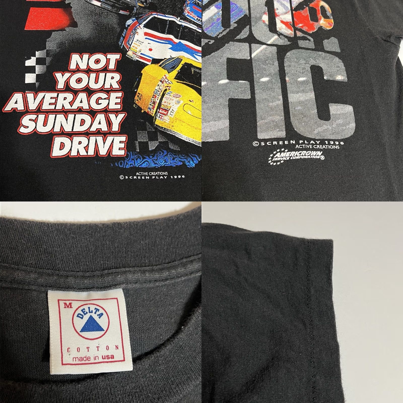 Delta VINTAGE NASCAR Daytona International Speedway Delta T-Shirt Men M 1996 Black Cotton Short Sleeve Crew Neck 90s Sports Racing Nascar USA Double-Sided Size US M / EU 48-50 / 2 - 8 Thumbnail