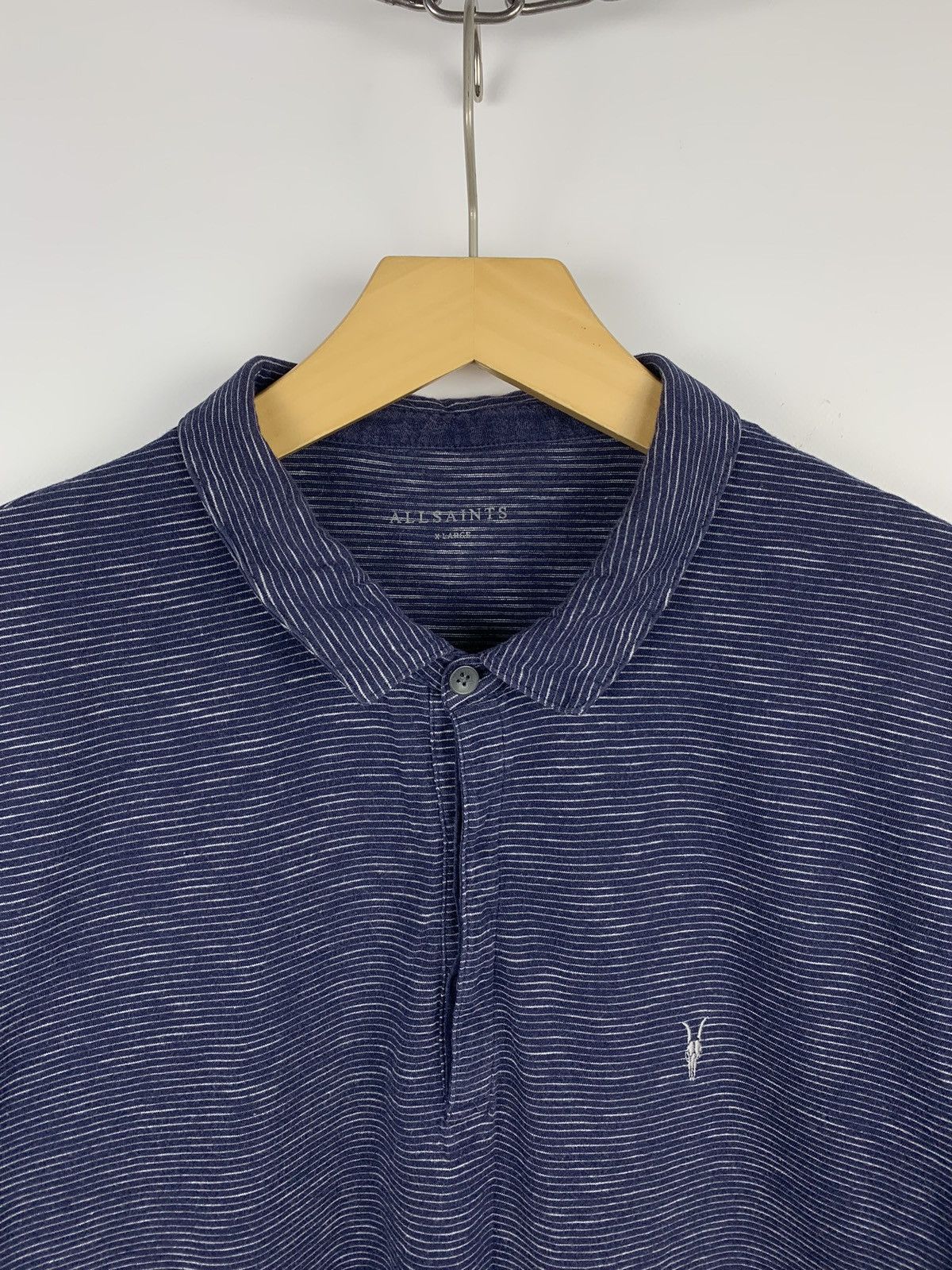 Allsaints Allsaints Cohen SS Polo Shirt Men’s Size XL Striped Blue Top Size US XL / EU 56 / 4 - 4 Thumbnail