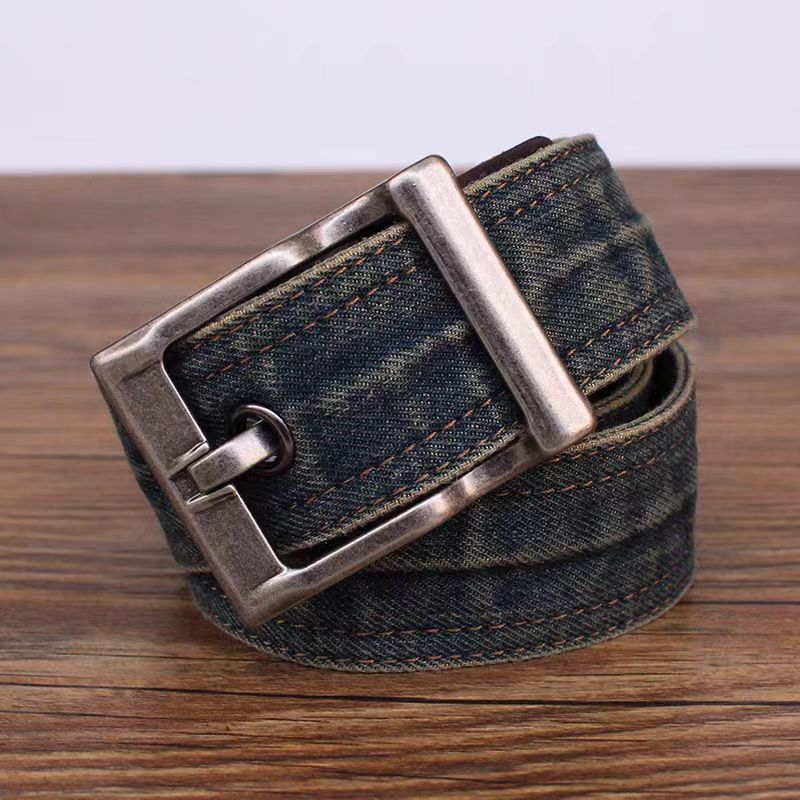 Japanese Brand × Vintage 47in Vintage Pin Buckle Versatile Denim Wide Belt Size ONE SIZE - 2 Thumbnail