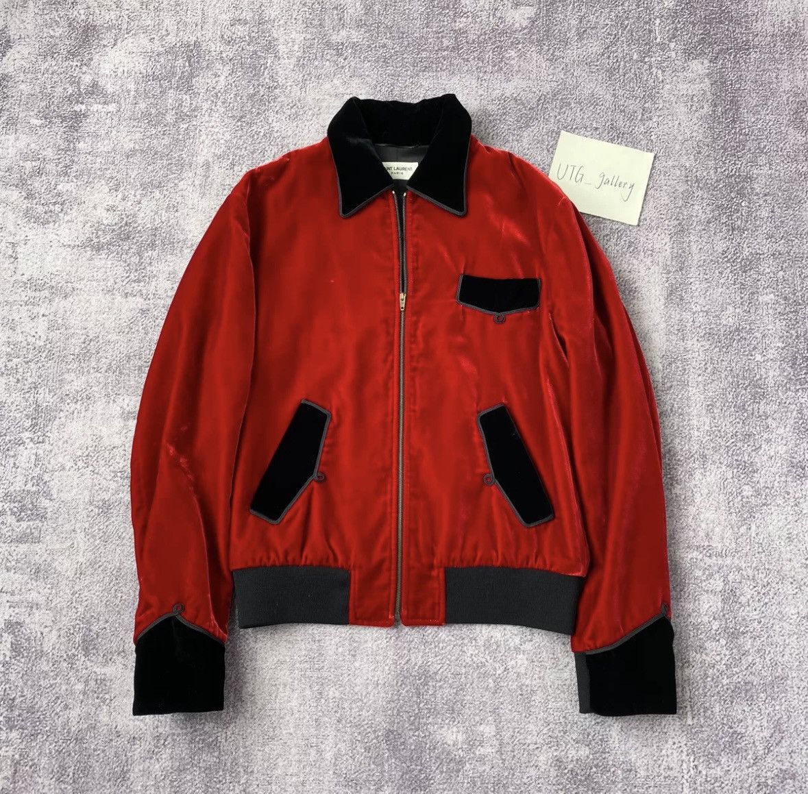 Saint Laurent Paris Saint Laurent 16fw red velvet jacket Grailed