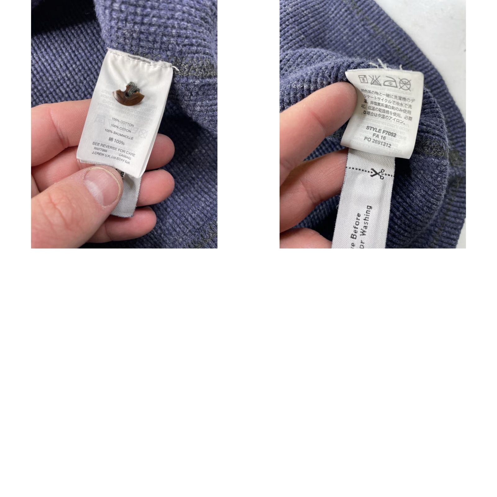 Wallace & Barnes J Crew Wallace & Barnes Mens Henley Long Sleeve Thermal Waffle Shirt Large Blue Size US L / EU 52-54 / 3 - 8 Thumbnail