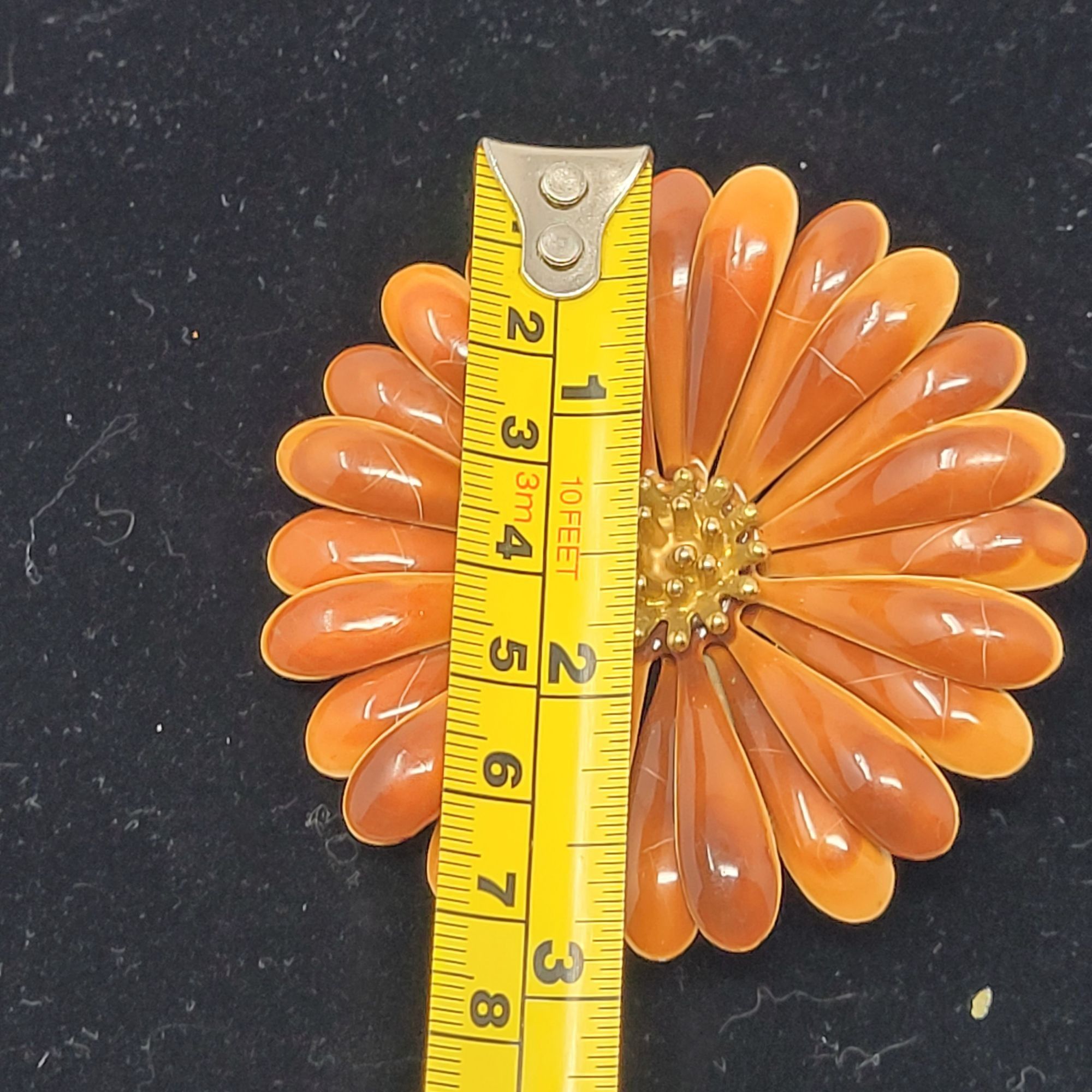 Vintage Vintage 60s Brown Orange Enamel Flower Brooch Pin Mid-Centur Size ONE SIZE - 3 Thumbnail