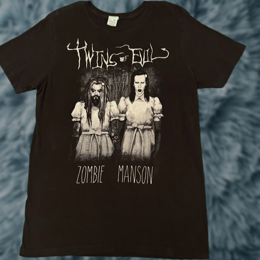 Twins Rob Zombie Marilyn Manson Band Shirt Twins Of Evil Tour Shirt Mens Size Medium Black Music Rock Metal 90s Size US M / EU 48-50 / 2 - 1 Thumbnail