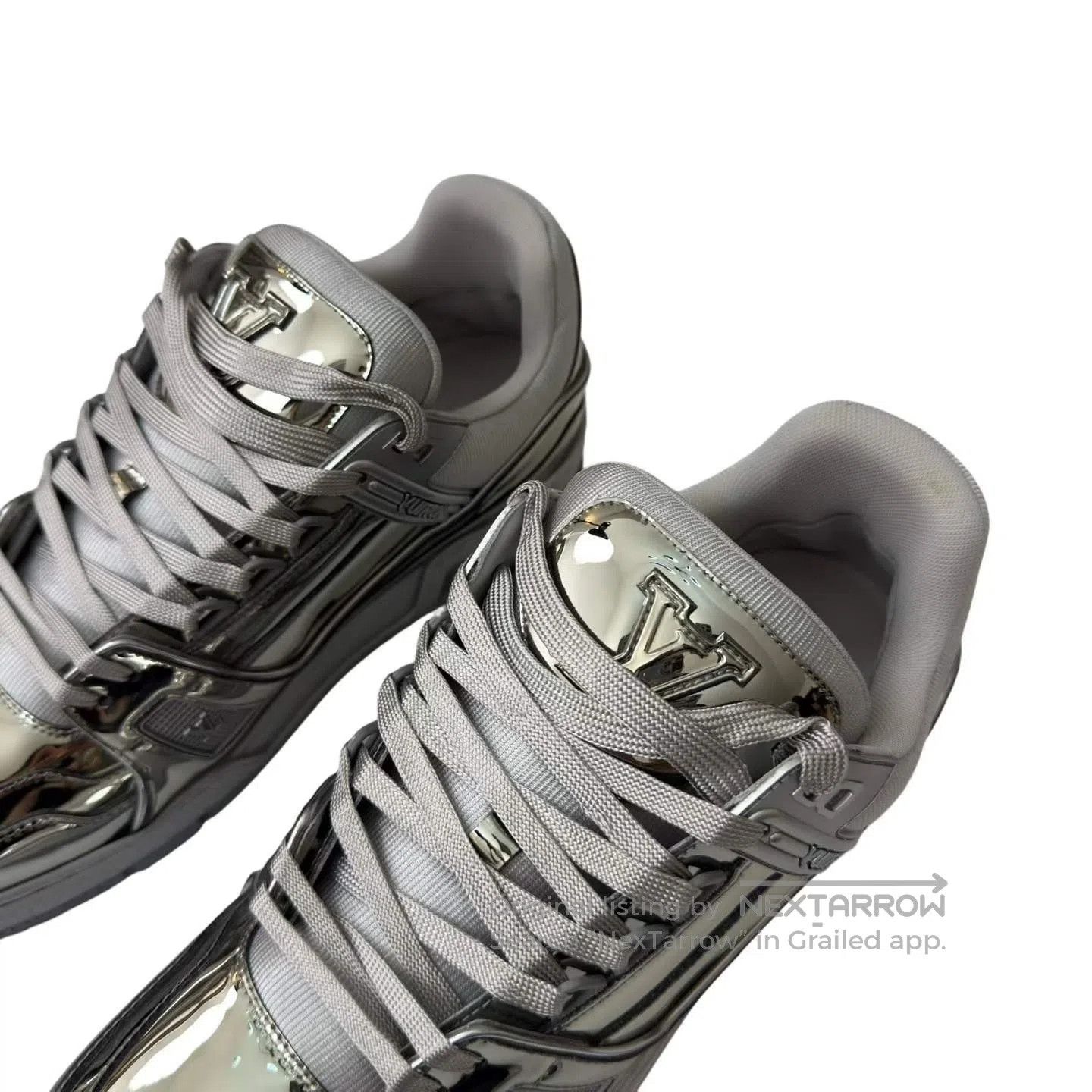Louis Vuitton Louis Vuitton liquid metallic silver sneakers| Size US 9.5 / EU 42-43 - 4 Thumbnail