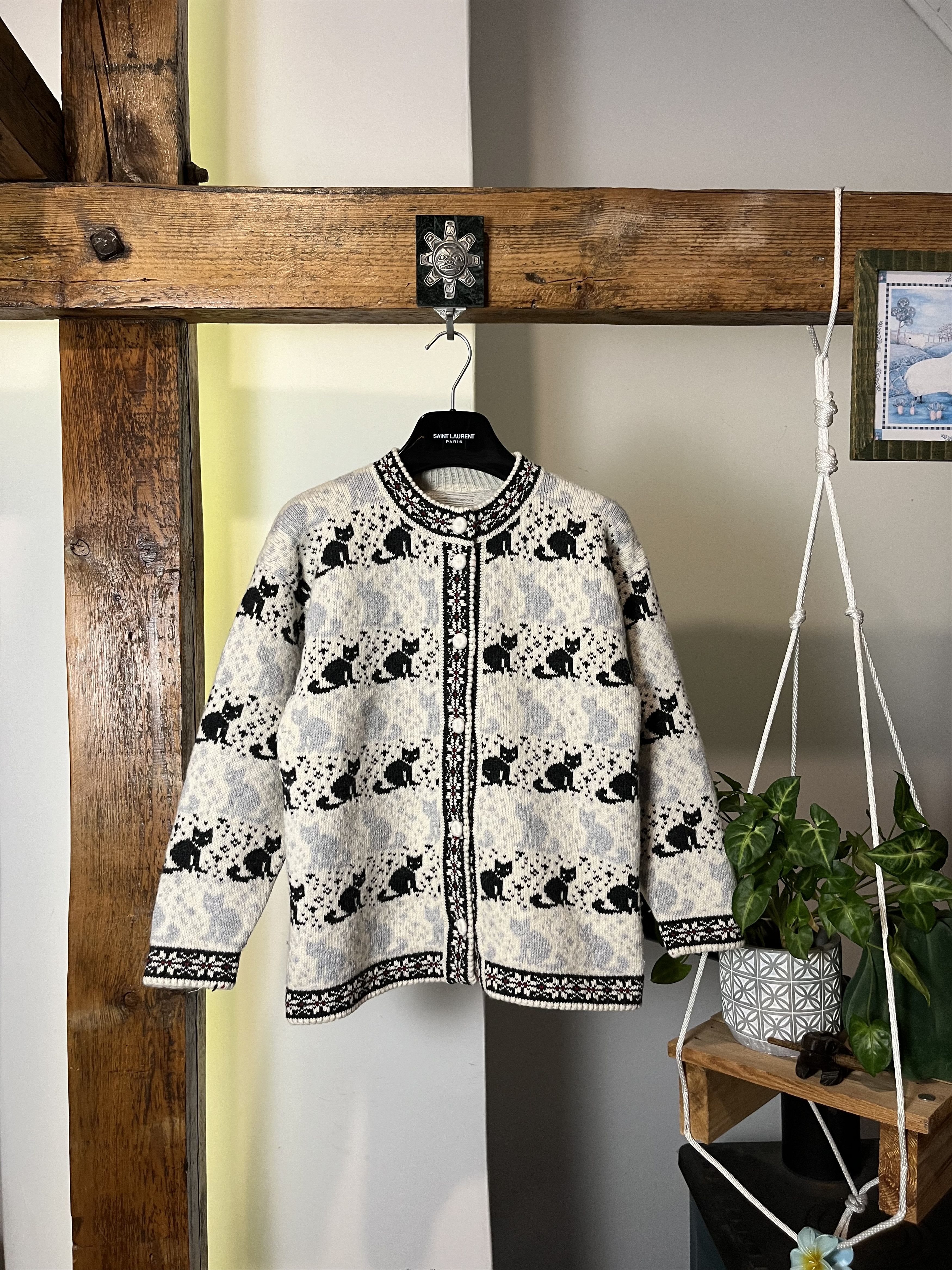 Dale Of Norway × Vintage 90s Hand Made Cats Dale of Norway Style Knit Wool Sweater Size US S / EU 44-46 / 1 - 1 Thumbnail