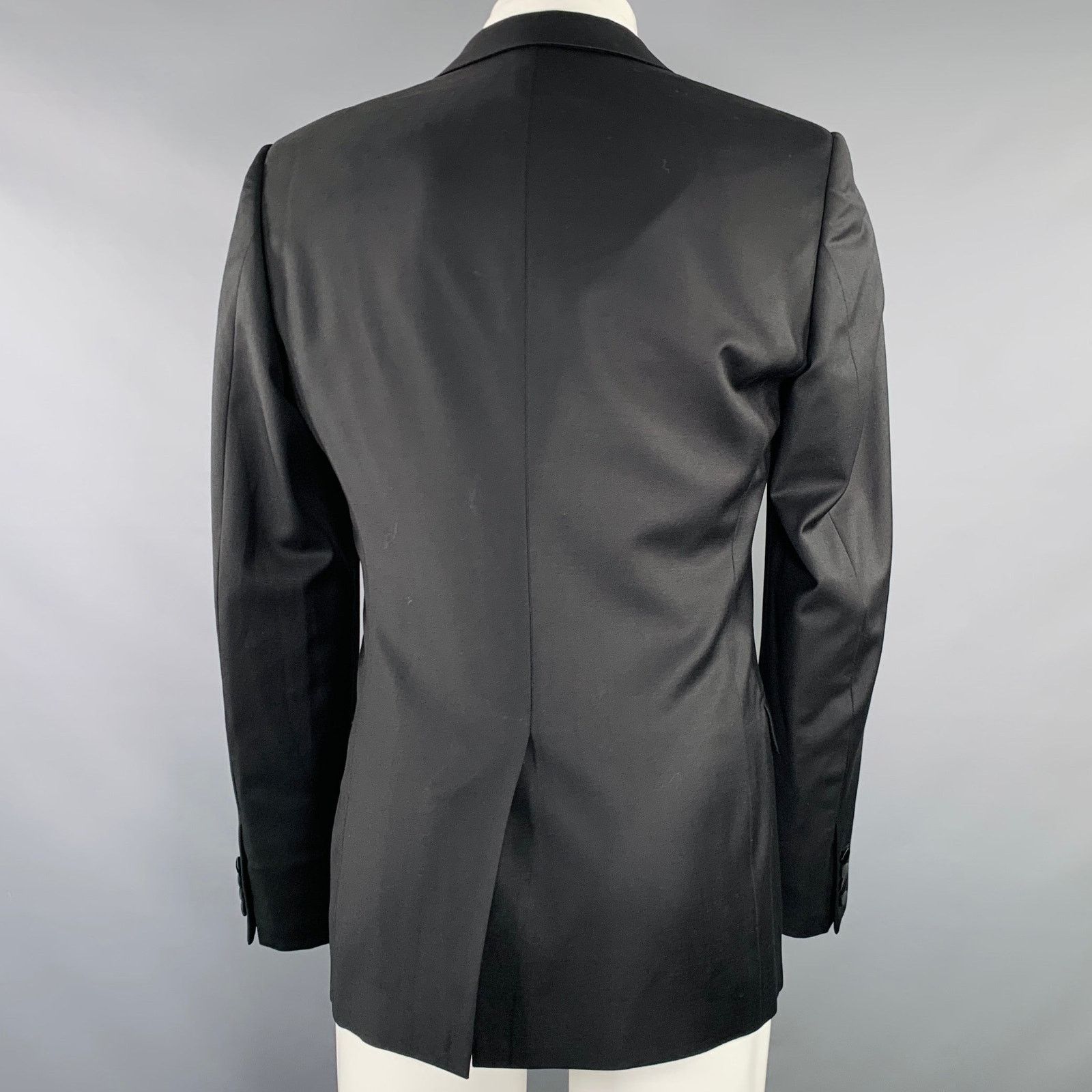 Calvin Klein Size 36 Black Wool Peak Lapel Sport Coat Size 36R - 3 Thumbnail
