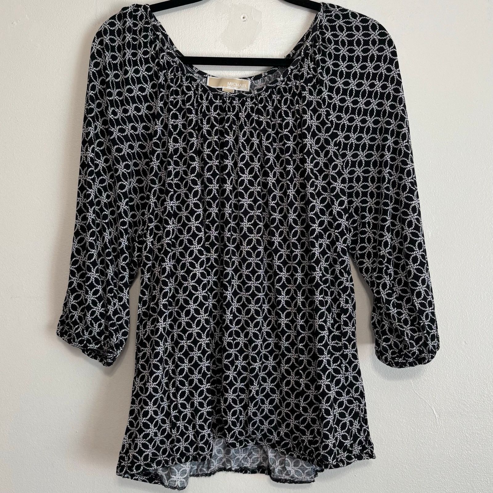 Michael Kors MICHAEL Michael Kors Black Blouse White Rope Design Size 1X Size XXL / US 16-18 / IT 52-54 - 1 Thumbnail