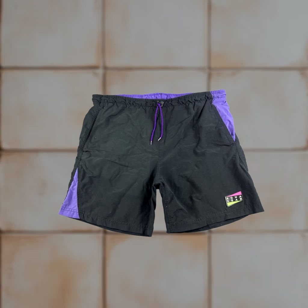 Nike VINTAGE Nike Aqua Gear Shorts Men L Black Nylon 7” Inseam 90s Athletic Lined Size US 33 - 1 Thumbnail