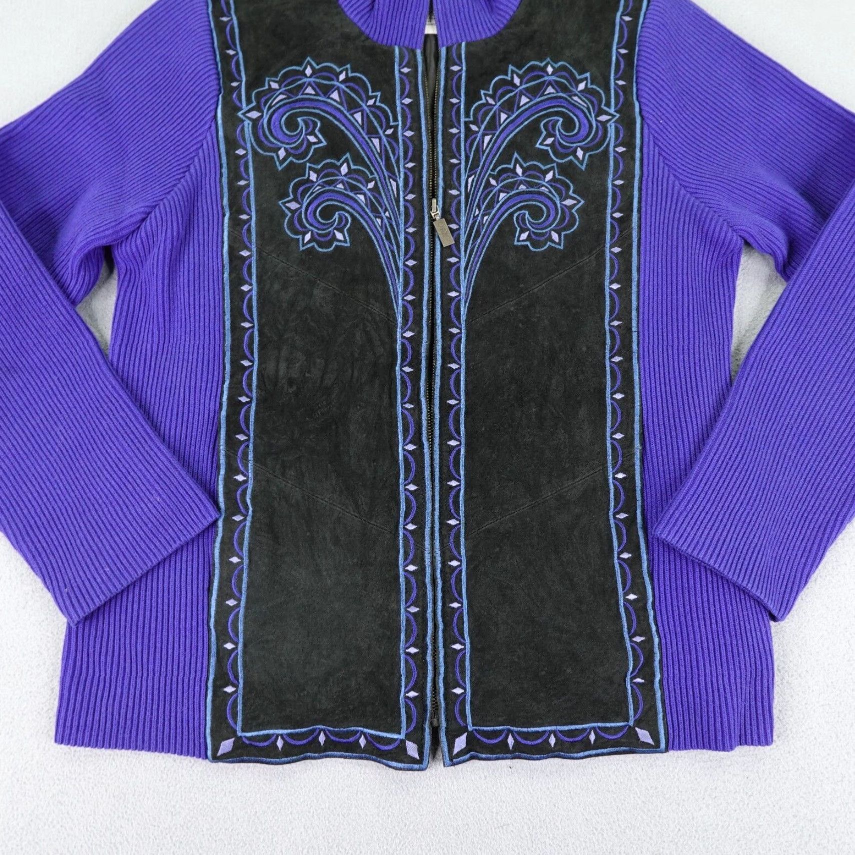 Bob Mackie Vintage Bob Mackie Jacket Womens Medium Blue Wearable Art Embroidered Size M / US 6-8 / IT 42-44 - 3 Thumbnail