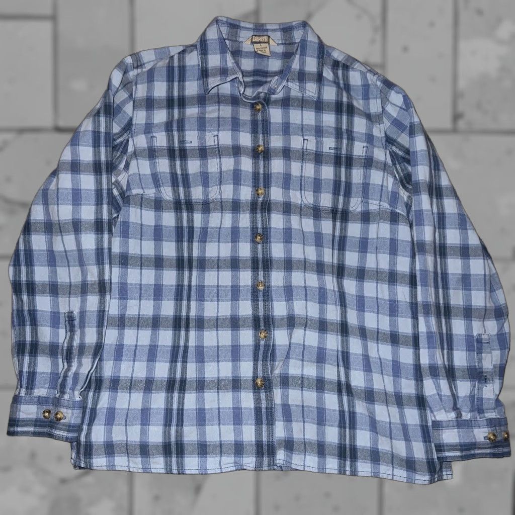 CO Duluth Trading Co Blue Flannel Shirt Womens Size L Size L / US 10 / IT 46 - 1 Thumbnail