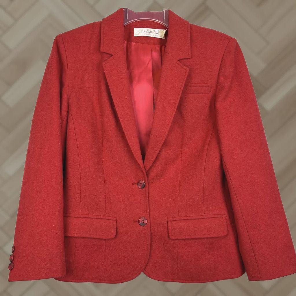 Pendleton VINTAGE Pendleton Blazer Women 9 Red Wool Jacket USA Academia Preppy Read Ladies Blazer Suits Solid Notch/Lined Regular Size M / US 6-8 / IT 42-44 - 1 Thumbnail