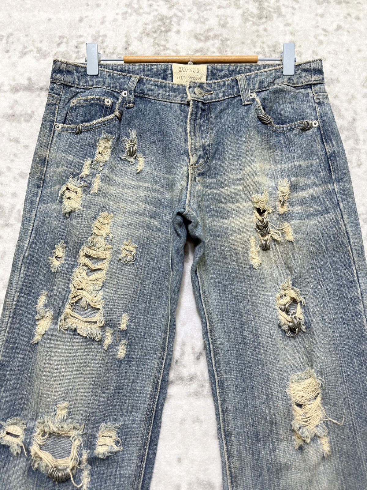 If Six Was Nine Hit Project Distressed Ring Hardware Light Wash Grunge Denim Size US 30 / EU 46 - 3 Thumbnail