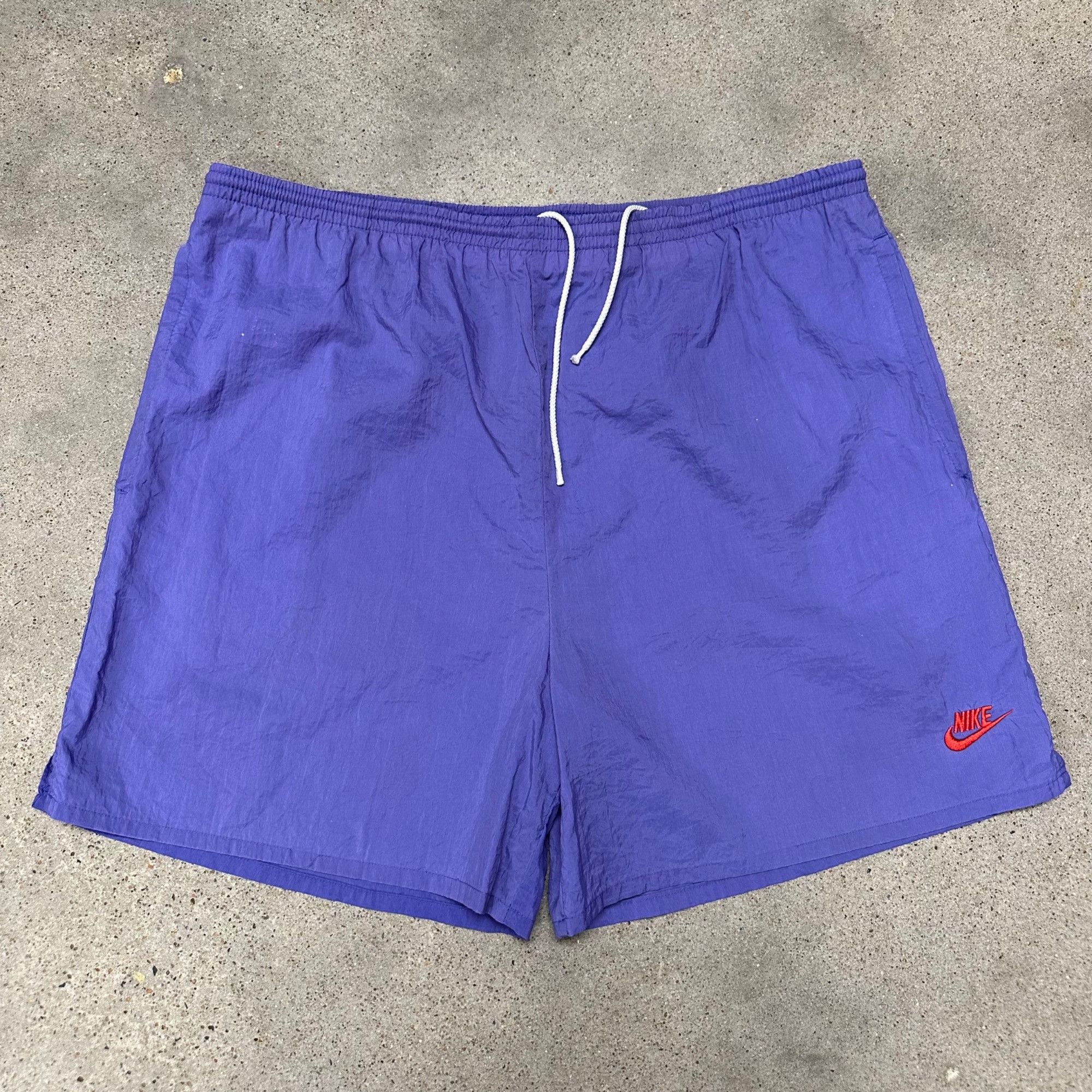 Nike × Vintage Vintage 80s/90s Nike Embroidered Swoosh Lavender Nylon Short Size US 34 / EU 50 - 1 Thumbnail
