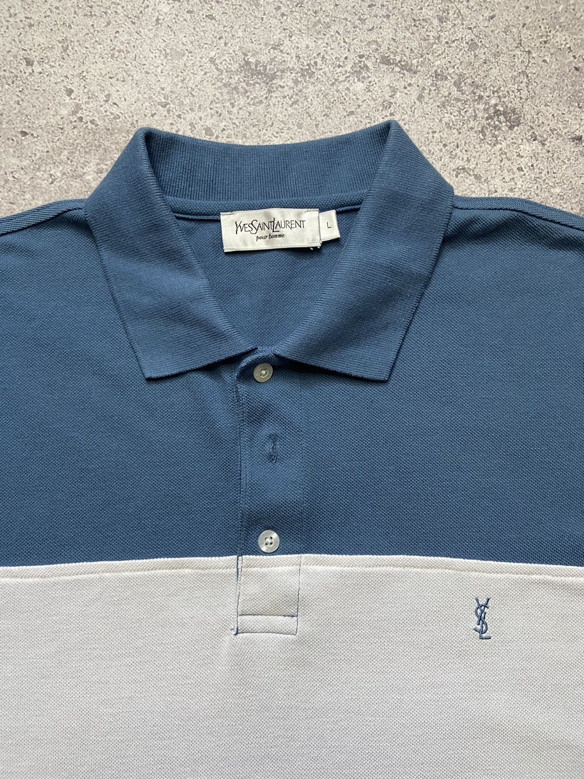 Yves Saint Laurent YSL polo Logo Summer YSL T Shirt Blue White Streetwear Y2K Size US L / EU 52-54 / 3 - 2 Thumbnail
