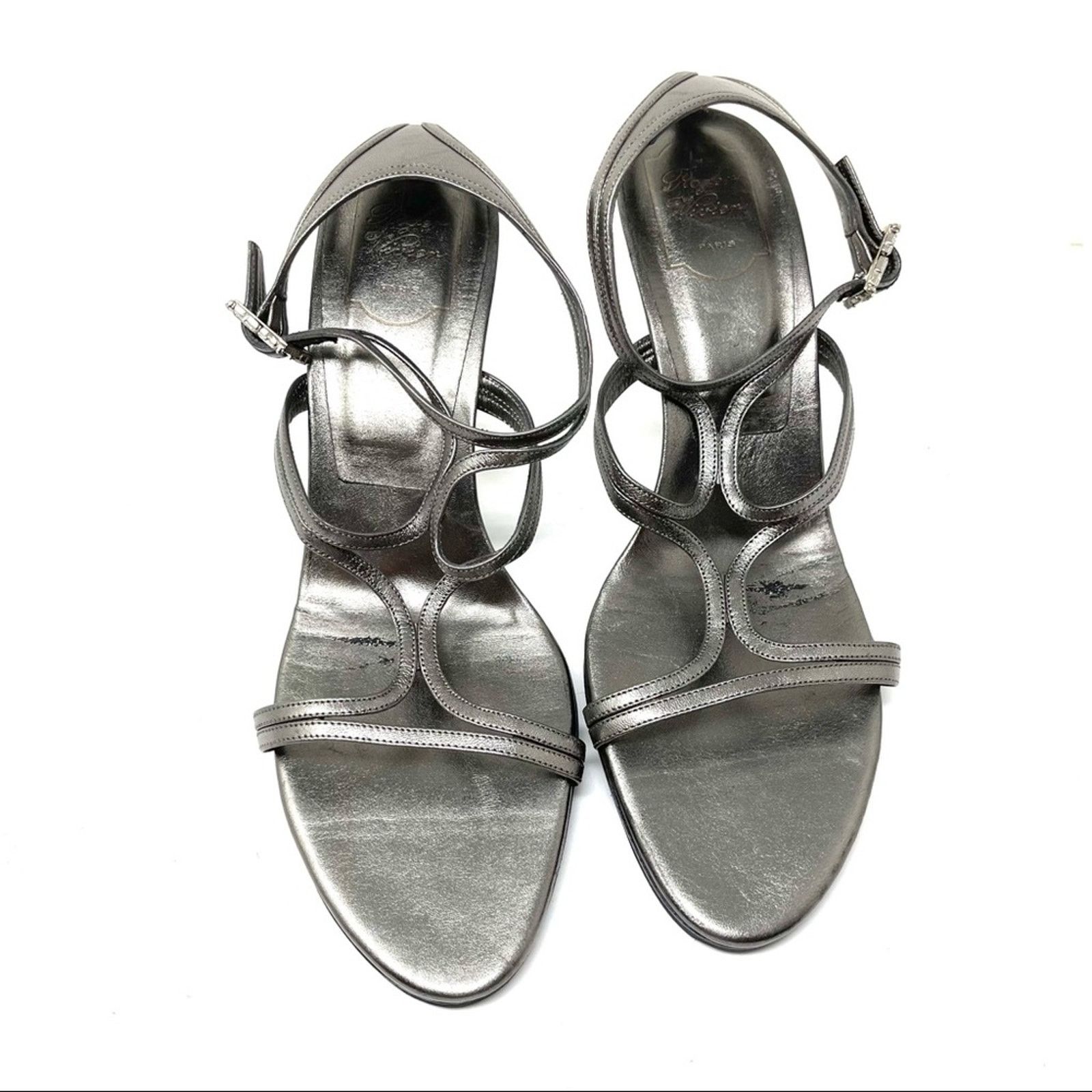 Roger Vivier Roger Vivier Metallic Silver strap summer heel sandals 42 11 Size US 11 / IT 41 - 2 Thumbnail