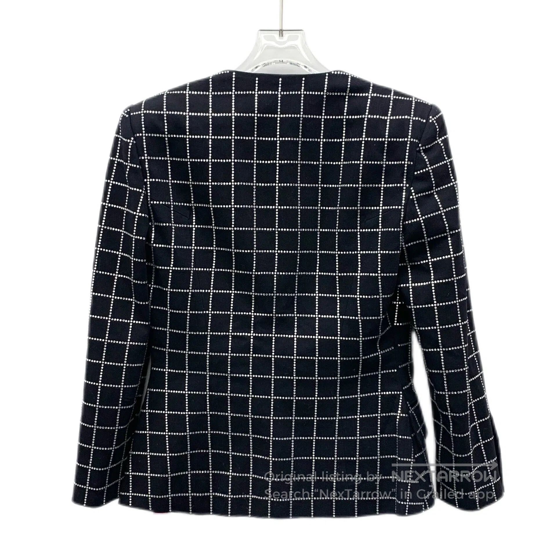 Balmain BALMAIN Black Plaid Cotton V-neck Blazer| Size S / US 4 / IT 40 - 2 Thumbnail