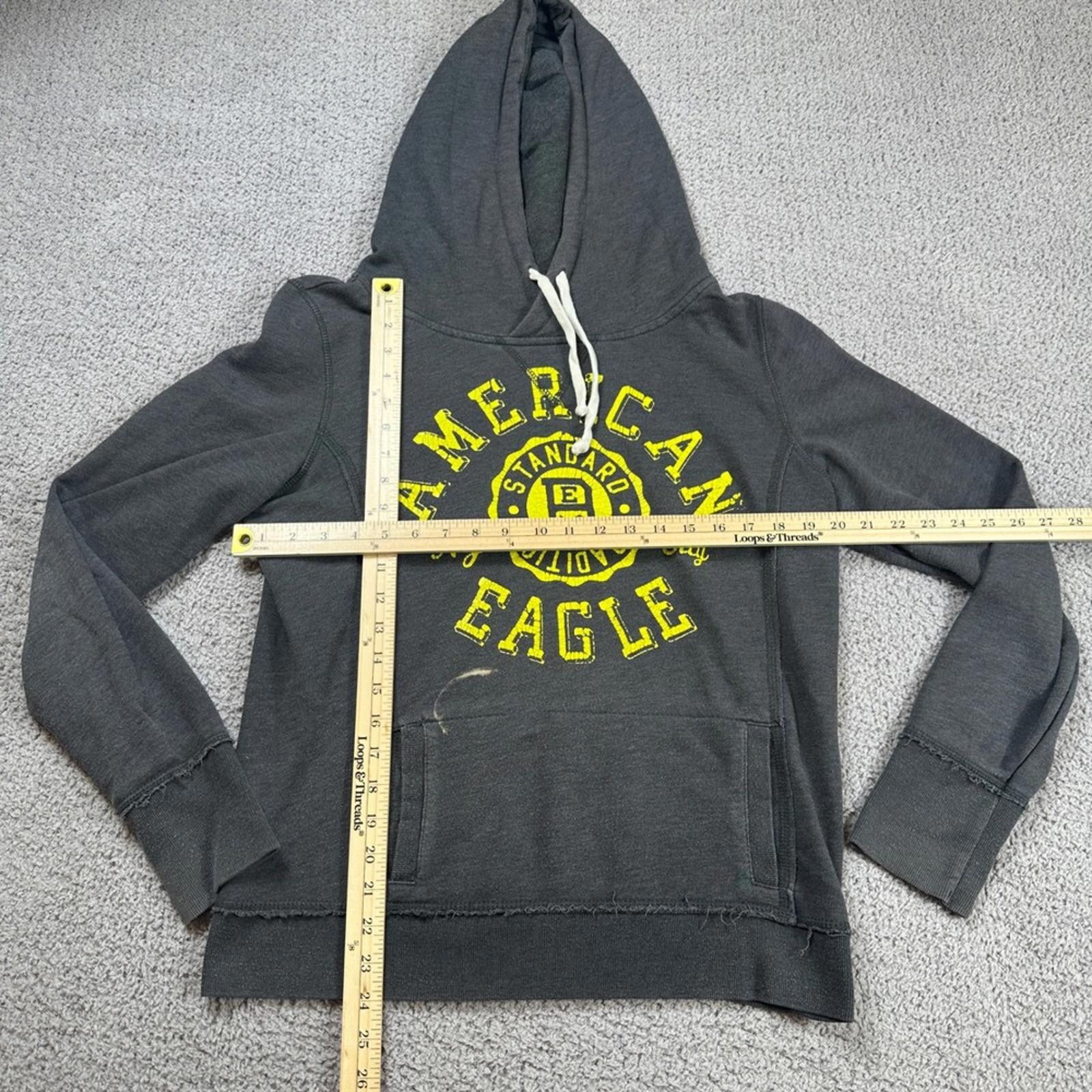 American Eagle Outfitters American Eagle Hoodie Distressed Logo Pullover Gray AEO L Size US L / EU 52-54 / 3 - 2 Thumbnail