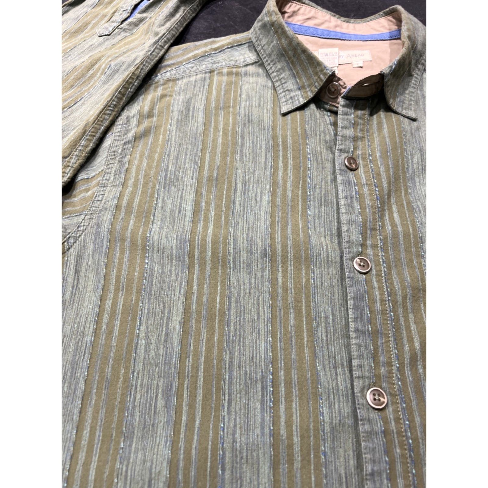 The Territory Ahead Territory Ahead Shirt Mens L Green Stripe Long Sleeve Casual Button-Up Size US L / EU 52-54 / 3 - 4 Thumbnail