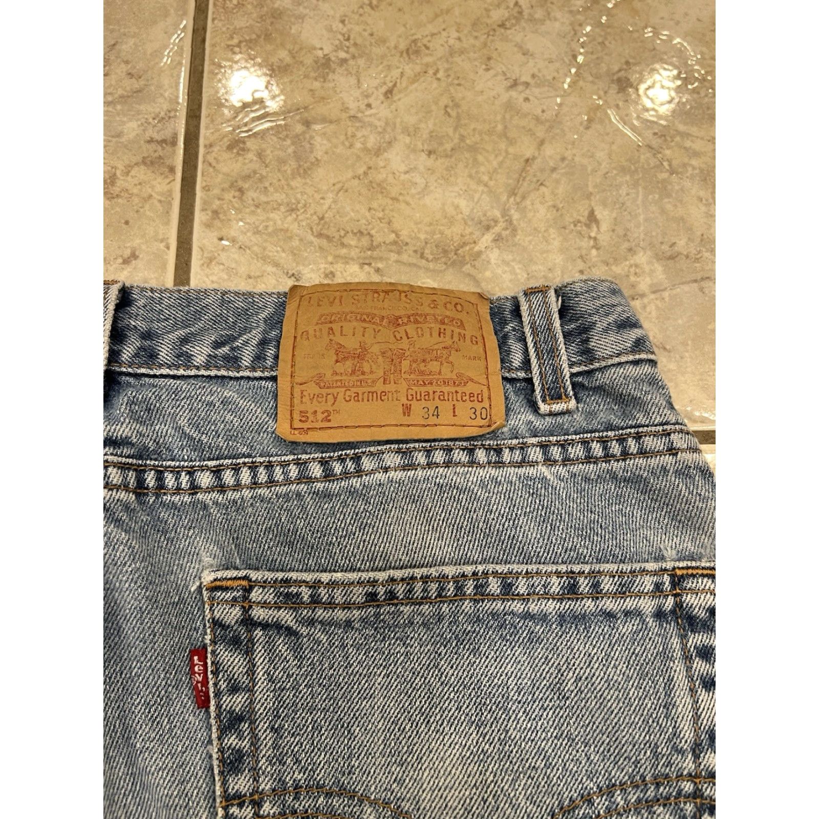 Levi's VINTAGE Levi's 512 Jeans Slim 34X30 Men Distressed Jeans 5-Pocket Denim Blue USA 90s Retro Size US 34 / EU 50 - 7 Thumbnail