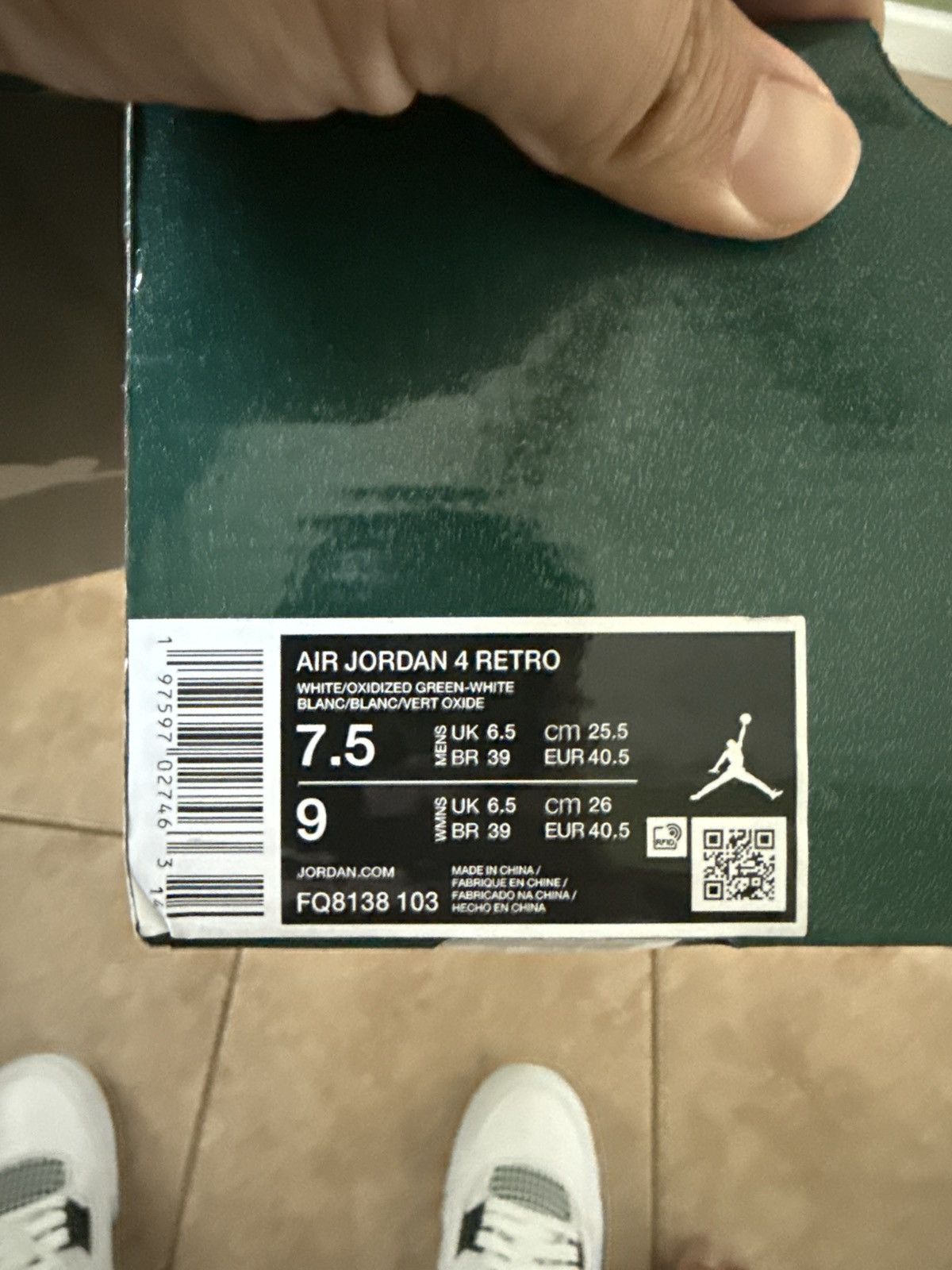 Nike Jordan 4 Retro Oxidized Green 9 W / 7.5 M Size US 7.5 / EU 40-41 - 7 Thumbnail