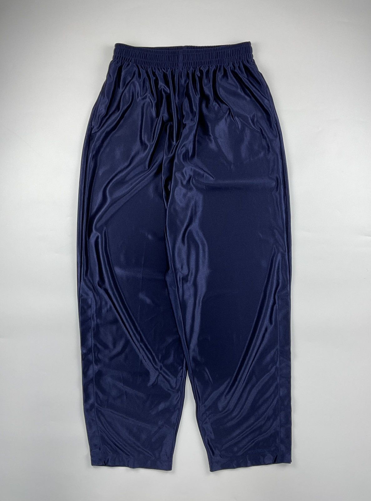 Image of Balenciaga Hidden Snap Wide Track Pants in Blue, Men's (Size 30)